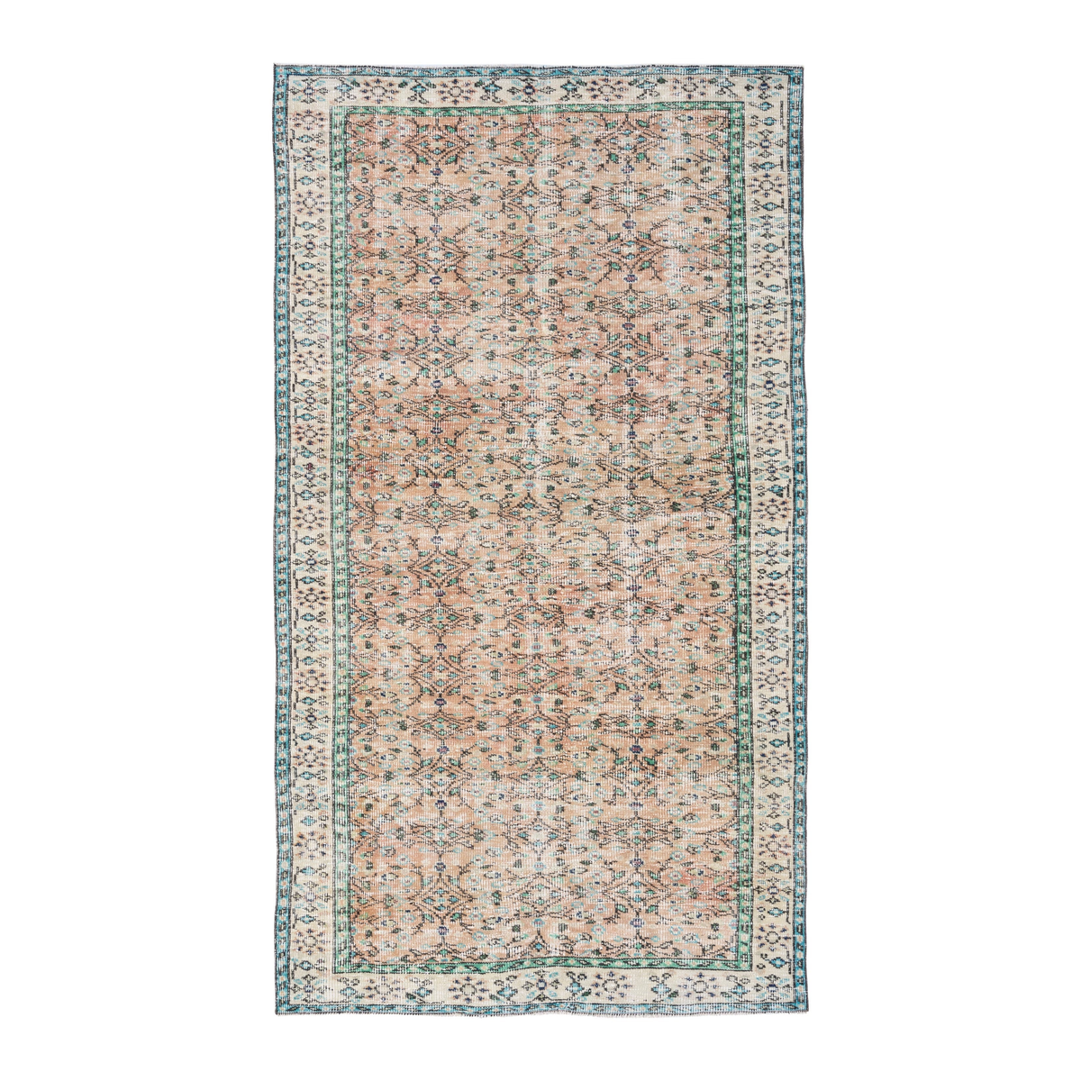 Turkish Manisa area rug in terracotta and cream, 4'9" x 8'4"