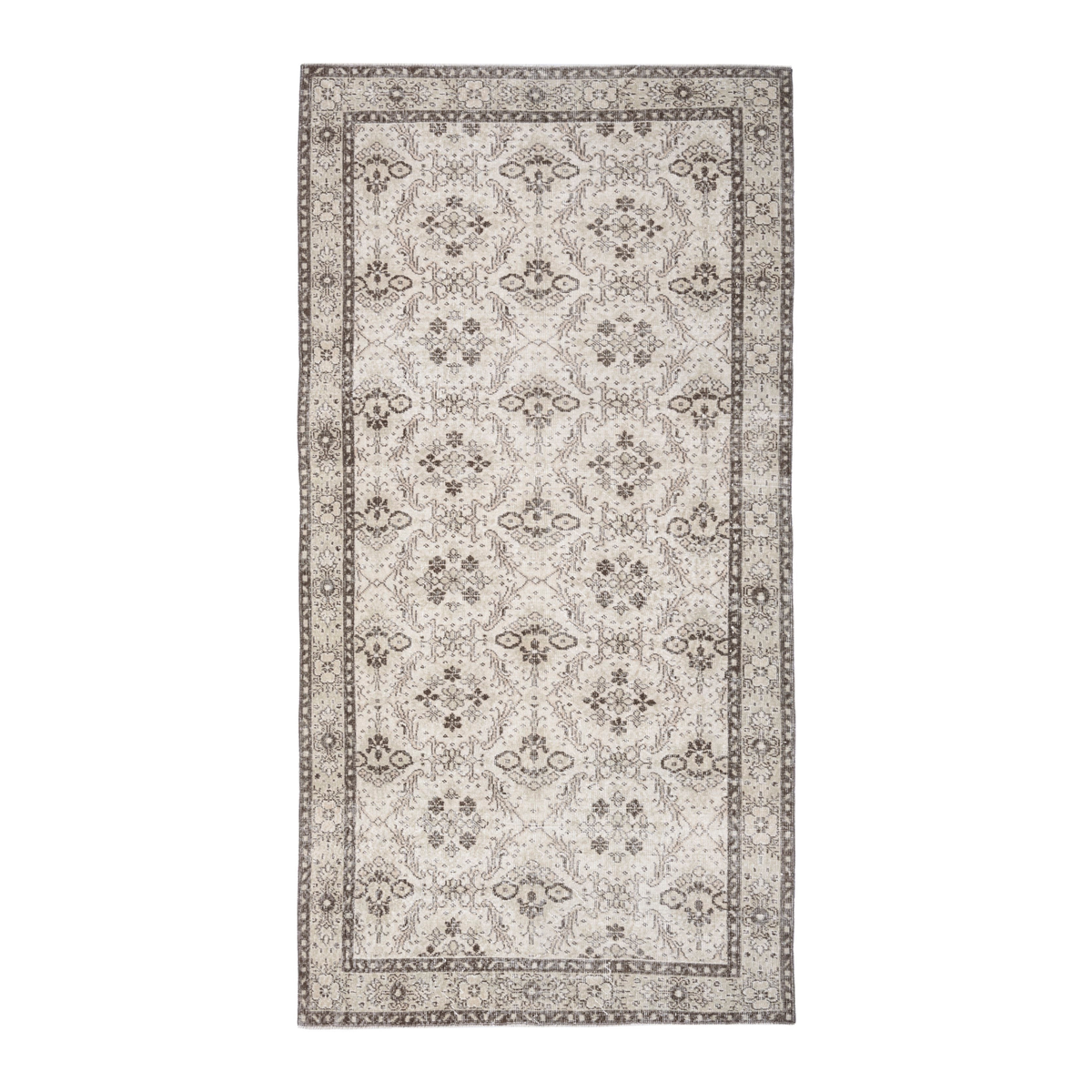 Turkish Isparta area rug in cream and greige, 4'9" x 8'10"