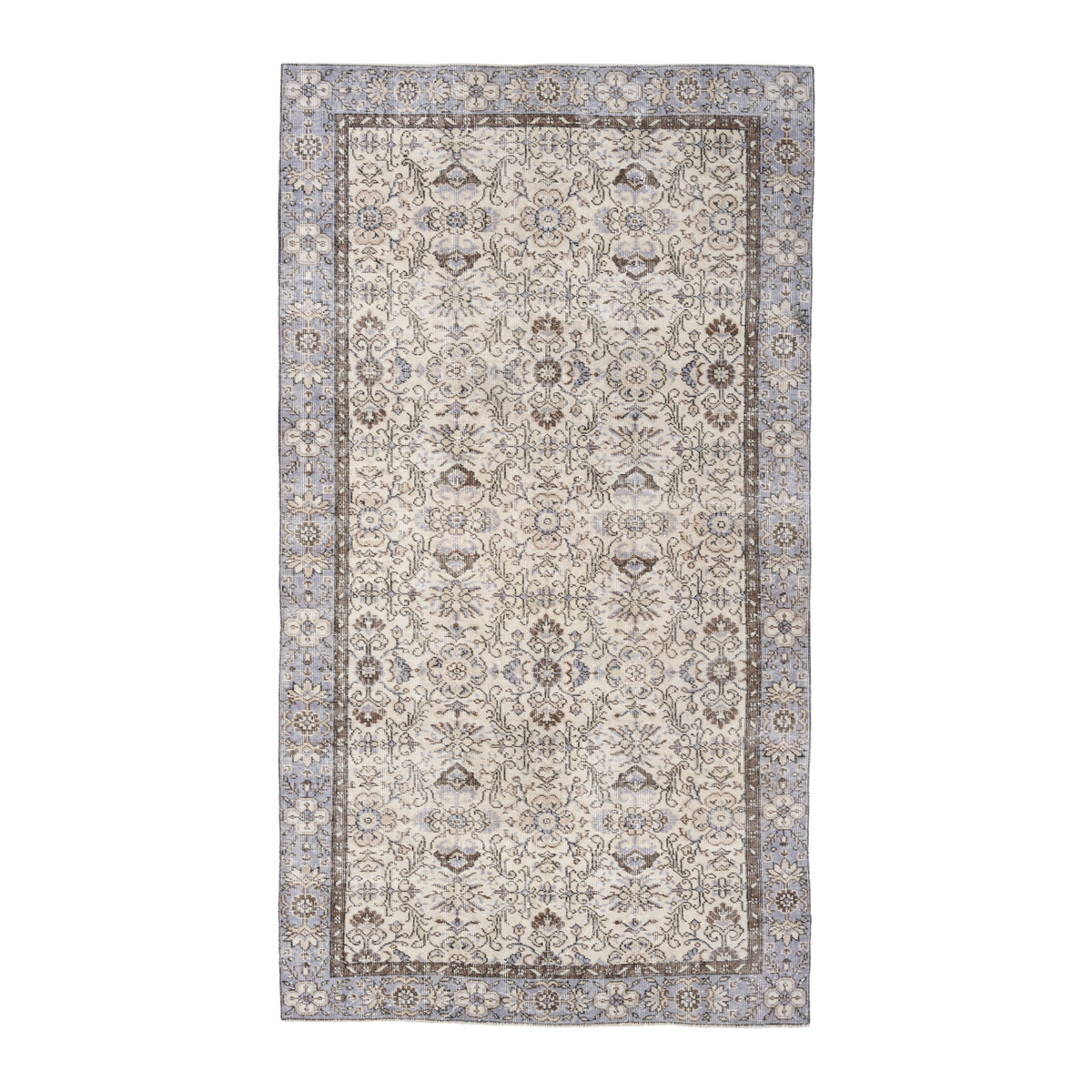 Turkish Isparta area rug in cream and taupe, 5'2" x 9'6"