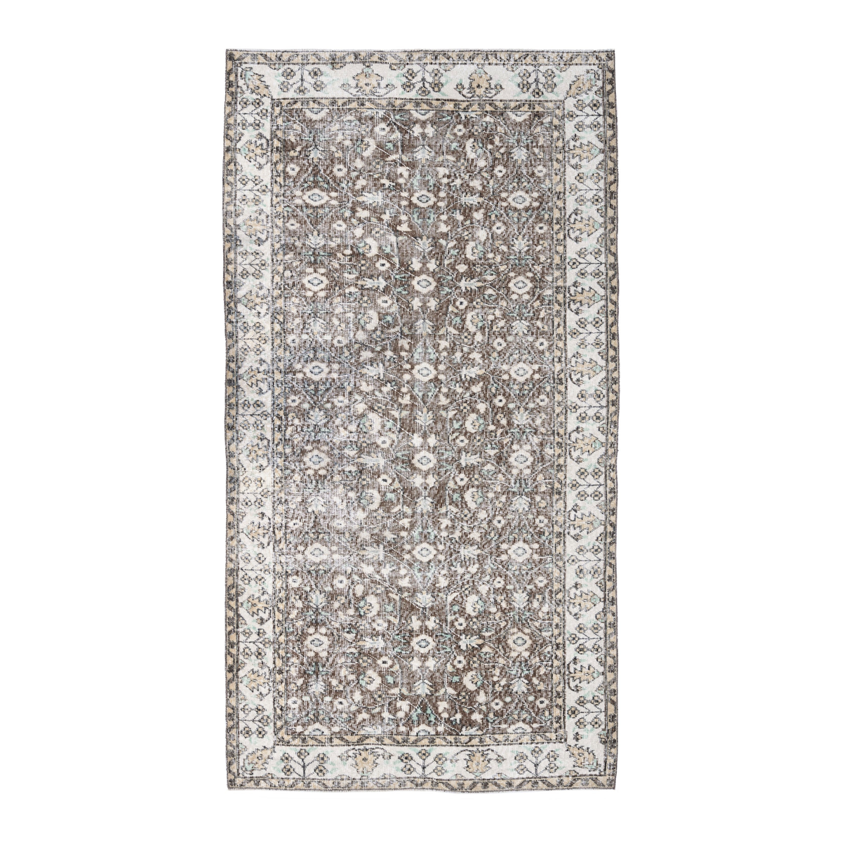 Turkish Isparta area rug in taupe and cream, 4'5" x 8'1"