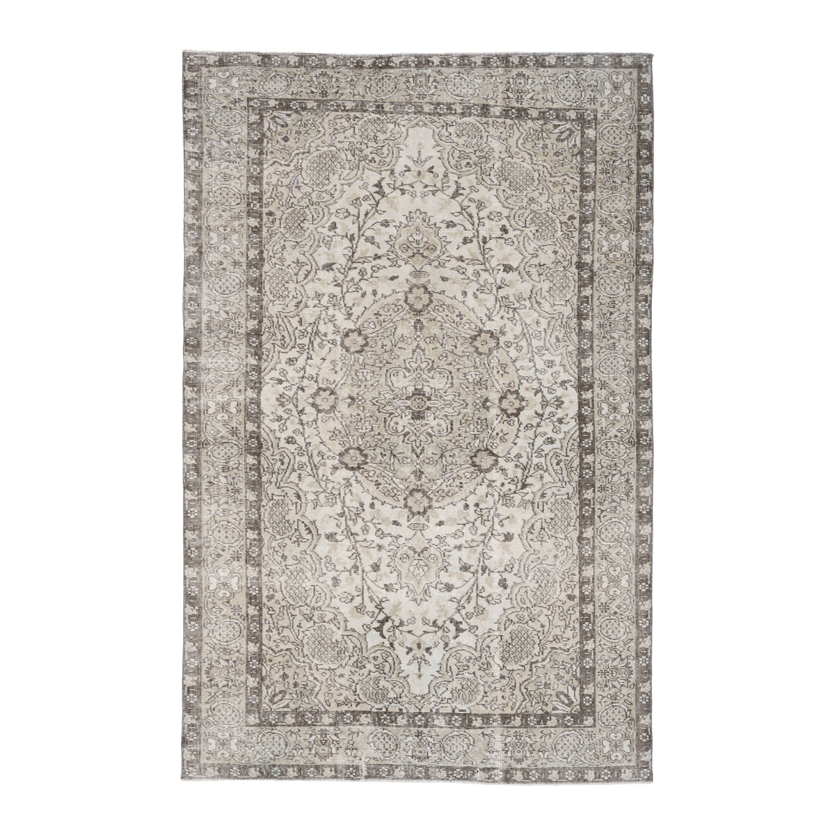 Turkish Isparta area rug in cream and taupe, 5'9" x 8'10"