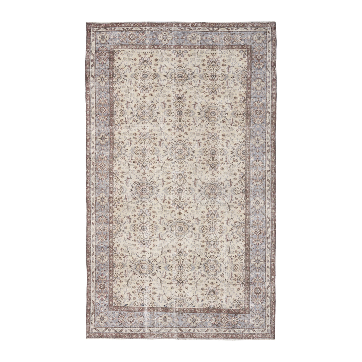 Turkish Isparta area rug in cream and taupe, 5'4" x 9'