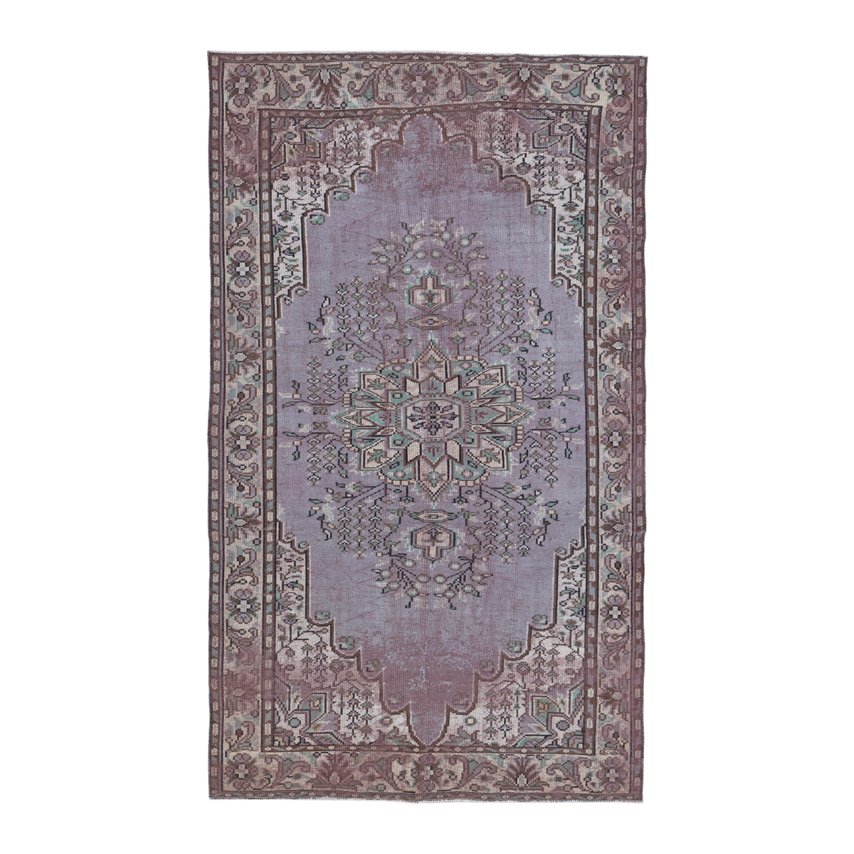 Turkish Manisa area rug in dusty rose and cream, 5'10" x 10'1"