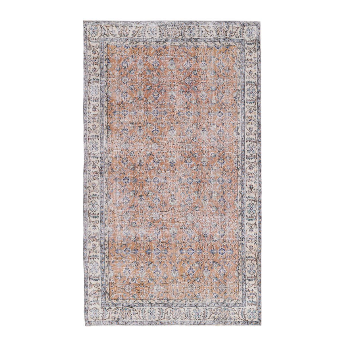 Turkish Isparta area rug in terracotta and cream, 4'9" x 8'2"