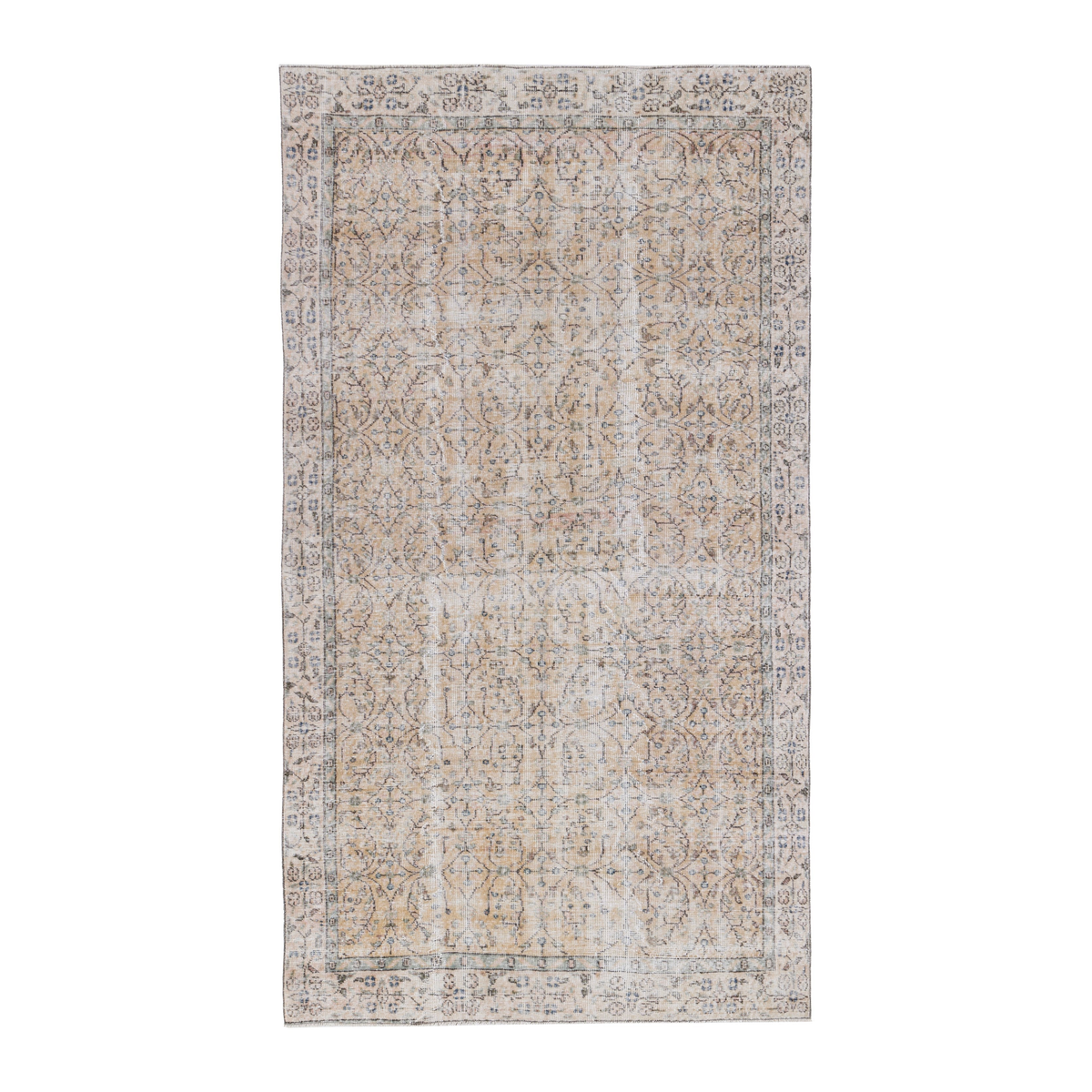 Turkish Isparta area rug in cream and tan, 5'2" x 9'3"