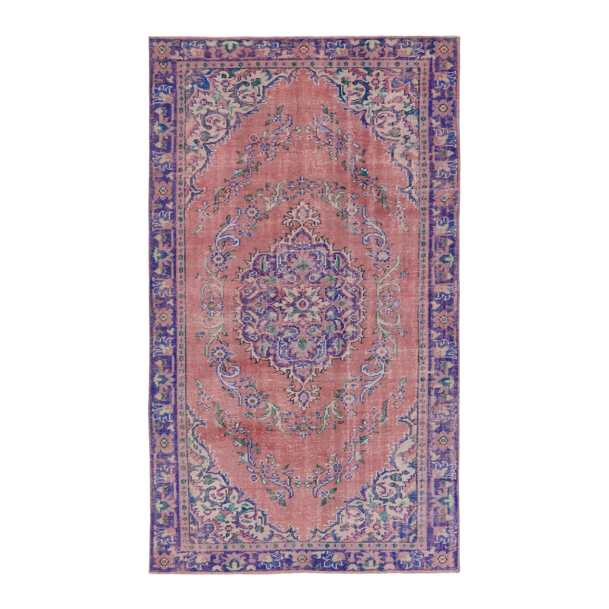 Turkish Manisa area rug in dusty rose and plum, 5'7" x 9'9"