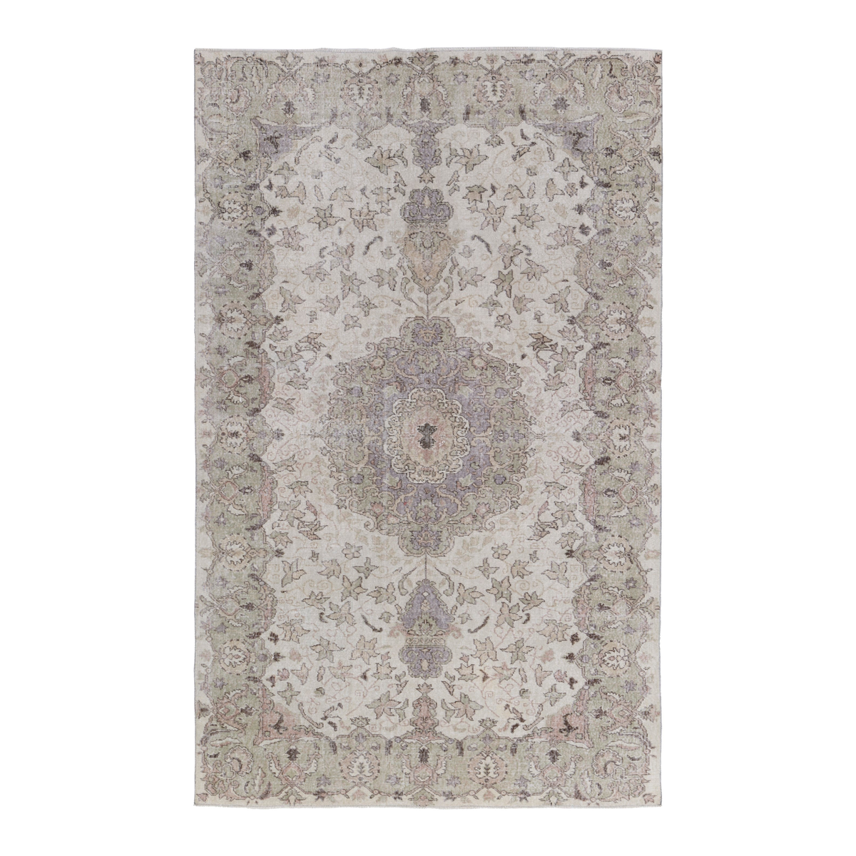 Turkish Isparta area rug in cream and taupe, 6' x 9'8"