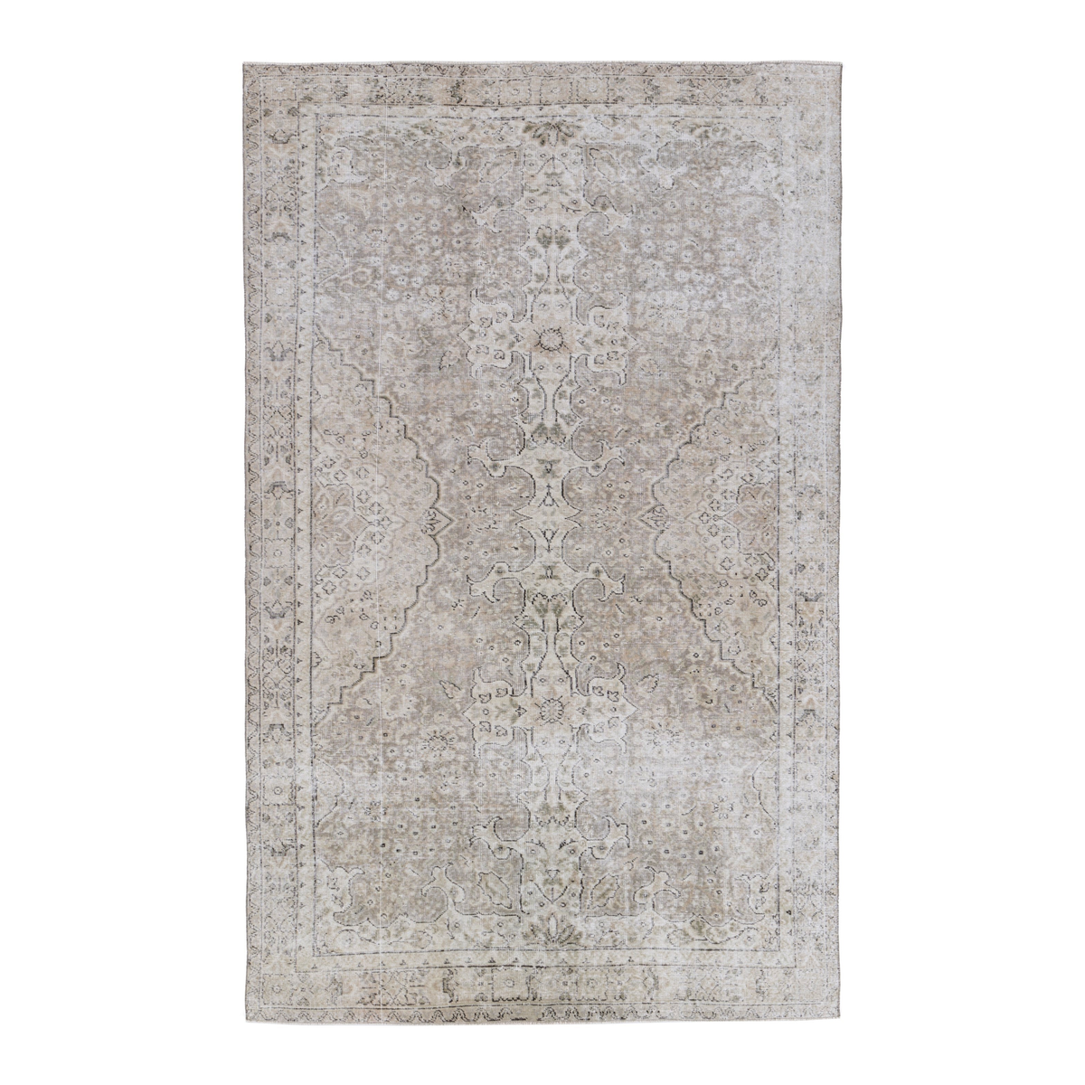 Turkish Isparta area rug in taupe and stone, 6' x 9'7"