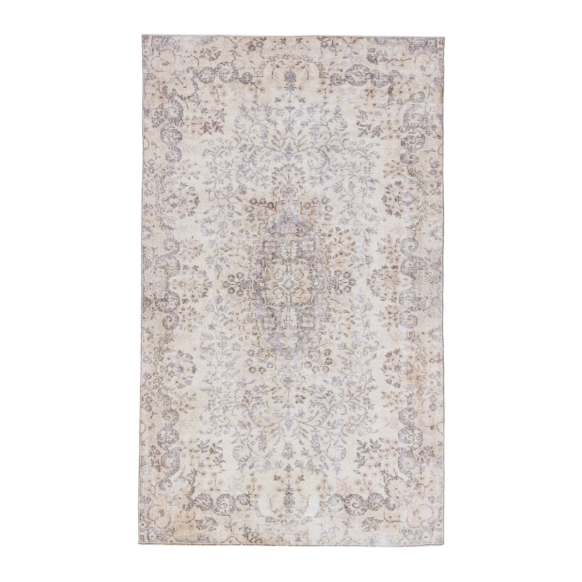 Turkish Isparta area rug in cream and taupe, 5'5" x 9'3"