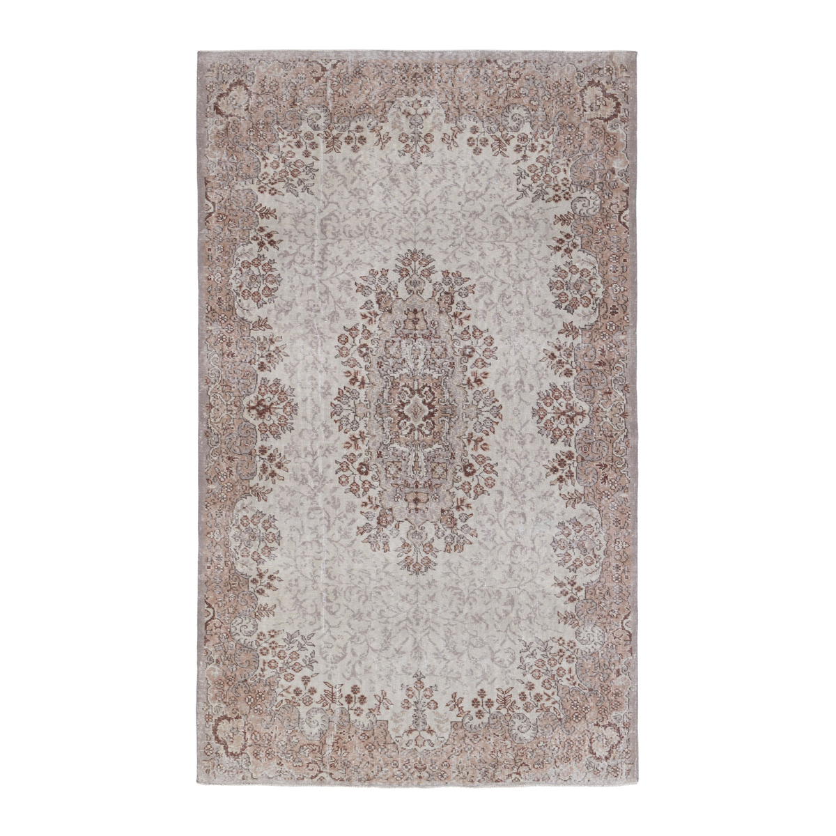 Turkish Isparta area rug in cream and rust, 5'10" x 9'4"