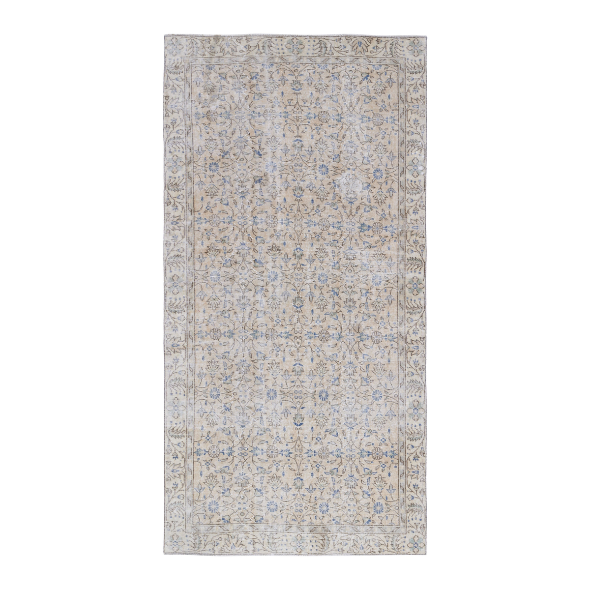 Turkish Isparta area rug in cream and greige, 4'10" x 9'