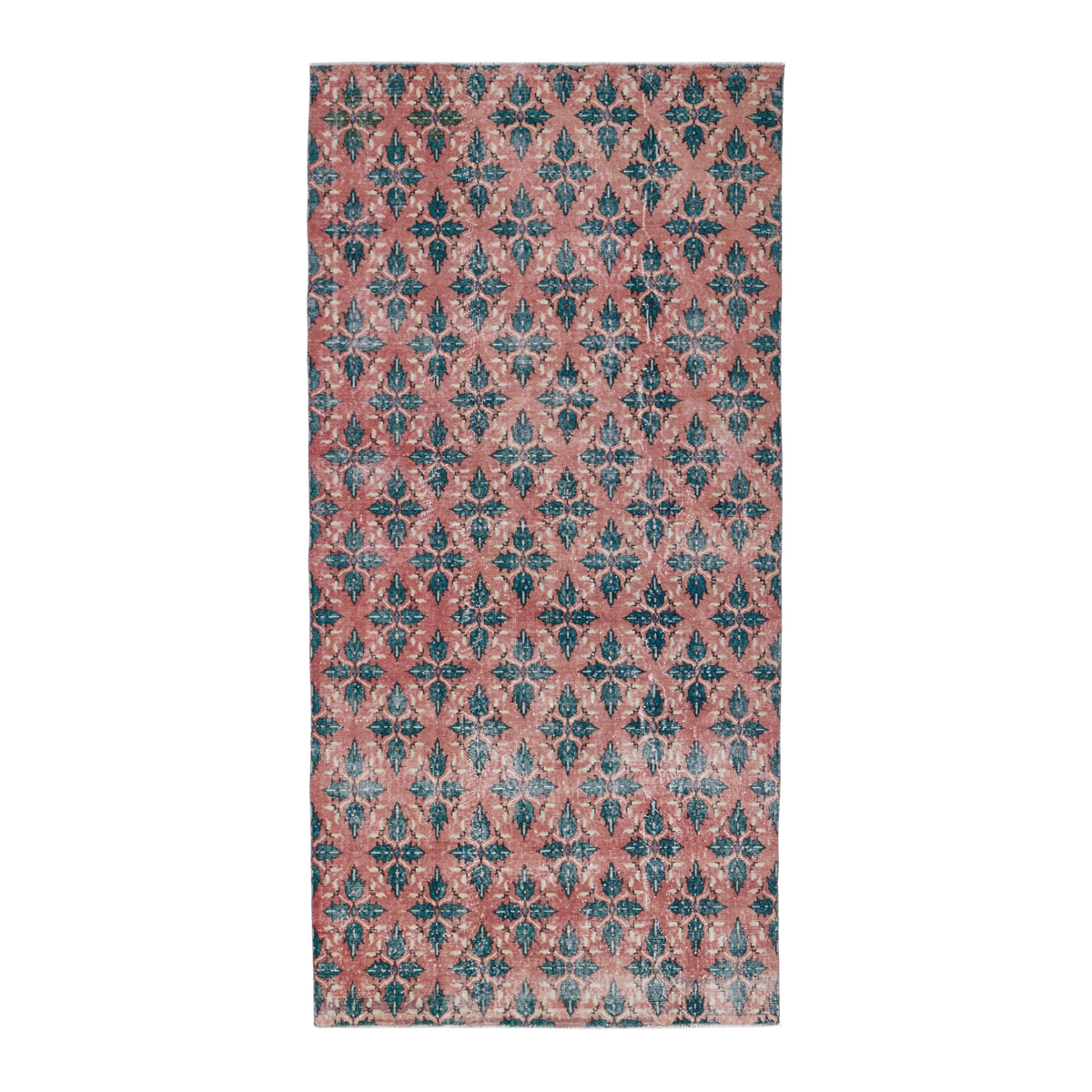 Turkish Isparta area rug in dusty rose and teal, 5' x 9'9"