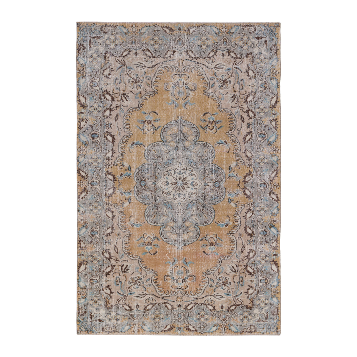 Turkish Isparta area rug in tan and stone, 5'5" x 8'5"