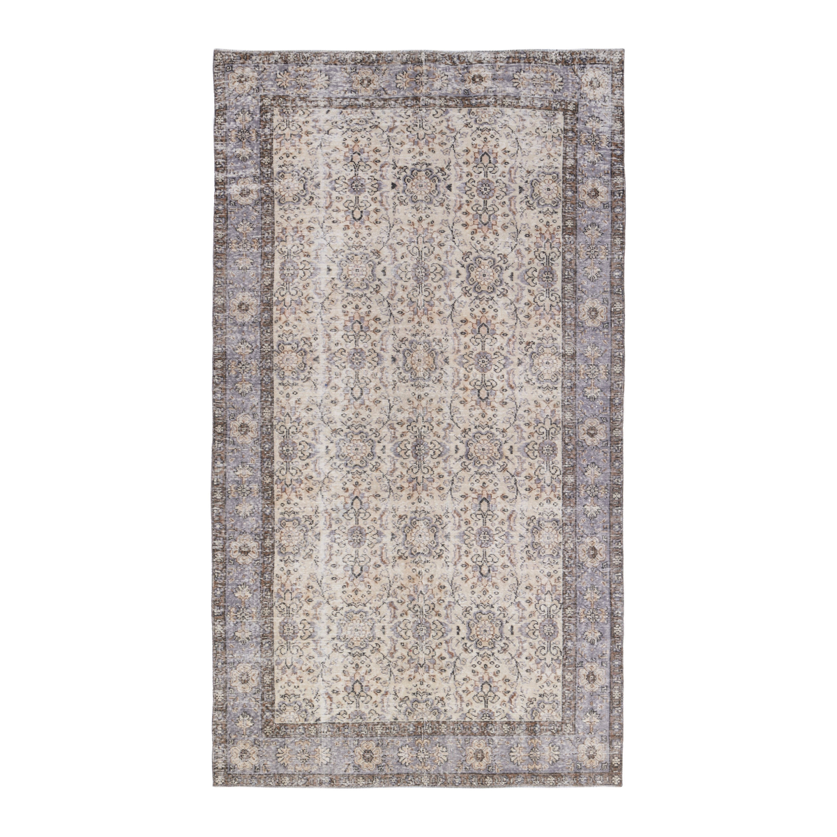 Turkish Isparta area rug in ivory and sage, 5'3" x 9'6"
