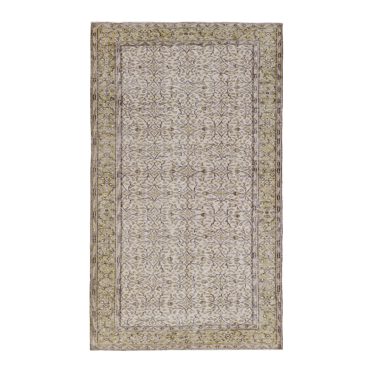 Turkish Manisa area rug in beige and straw, 5'3" x 8'8"