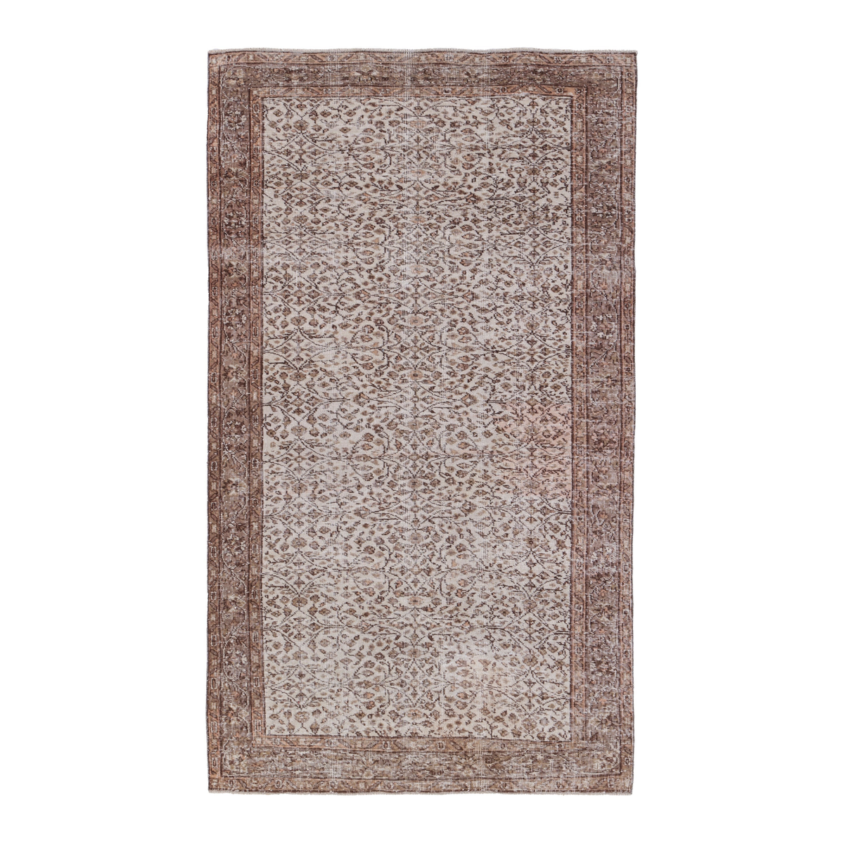 Turkish Isparta area rug in cream and terracotta, 4'9" x 8'2"