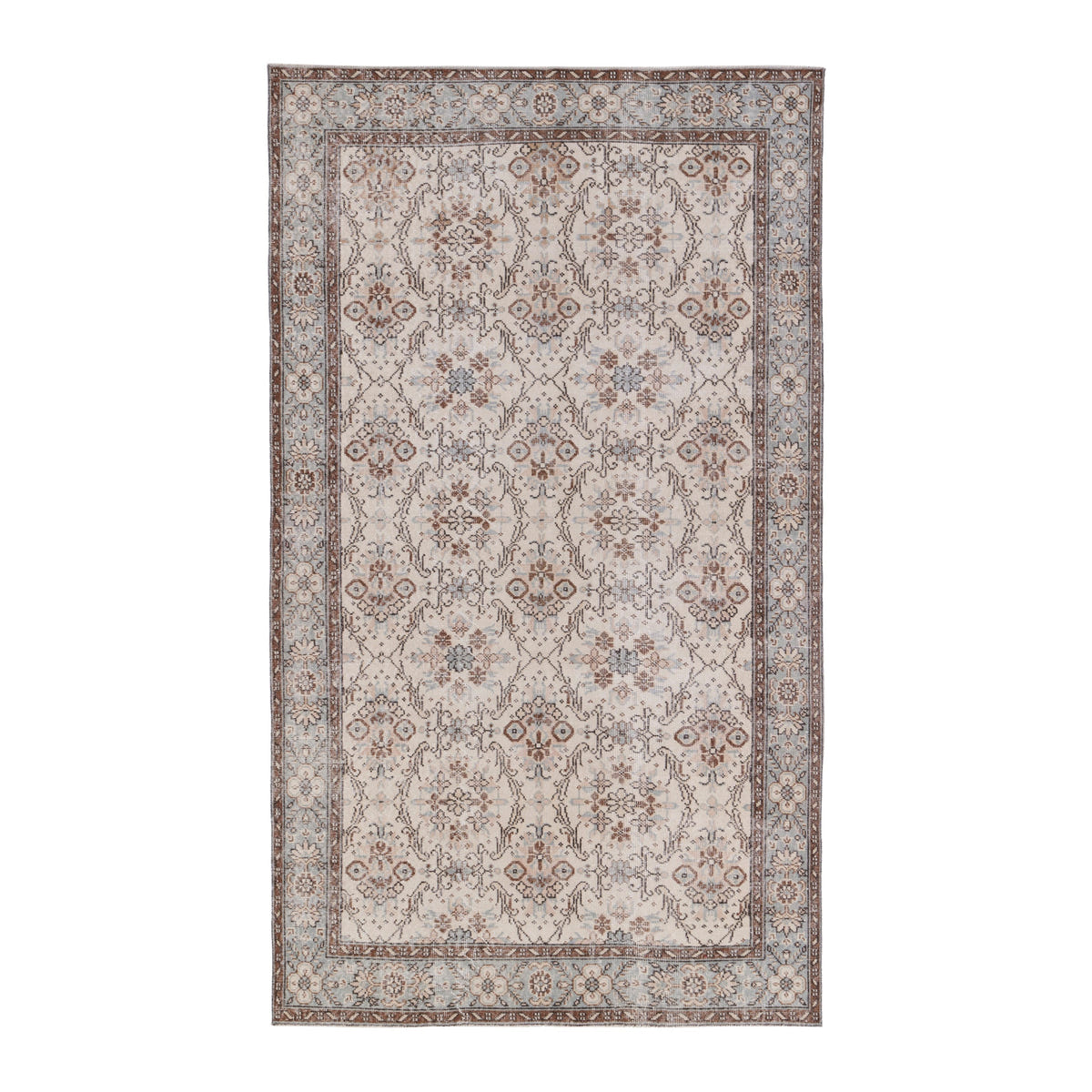 Turkish Isparta area rug in cream and taupe, 5'4" x 9'1"
