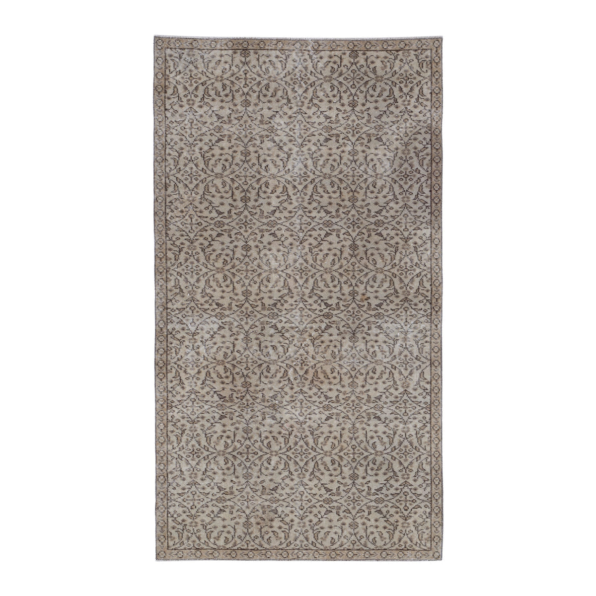 Turkish Isparta area rug in greige and taupe, 3'10" x 6'11"
