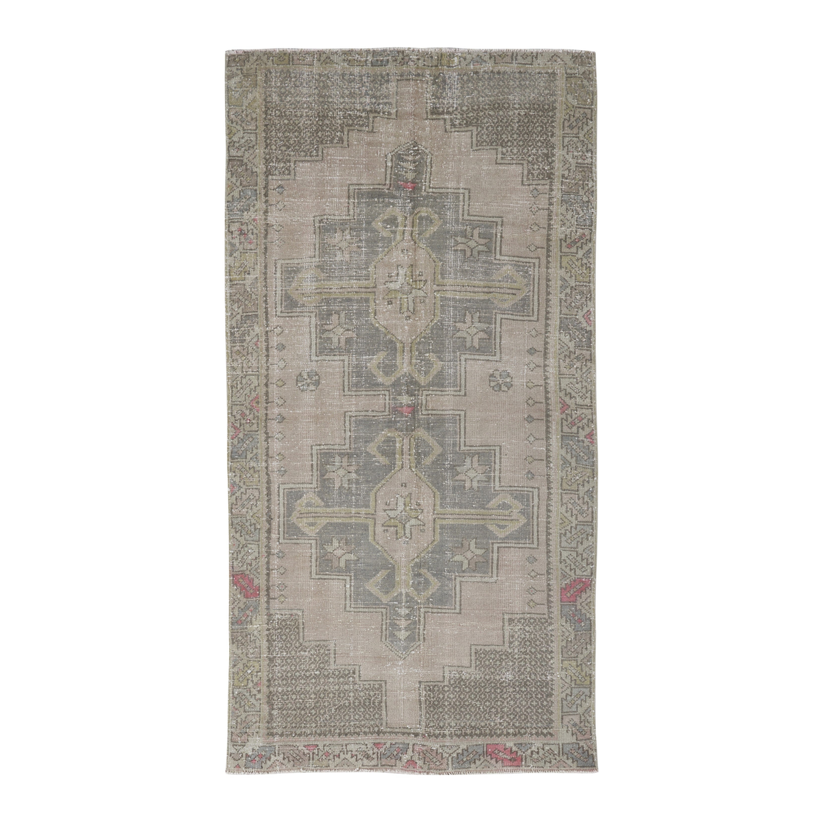 Turkish Anatolian area rug in stone and sage, 3'9" x 7'5"
