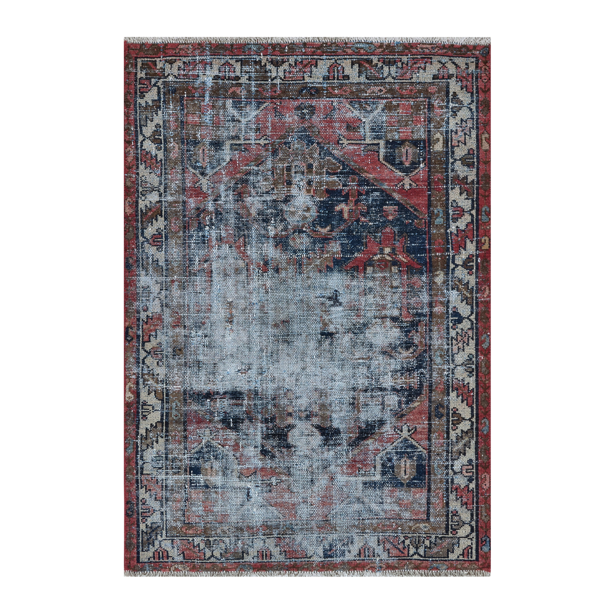 Persian Saveh accent rug in powder blue and faded red, 3'3" x 4'10"