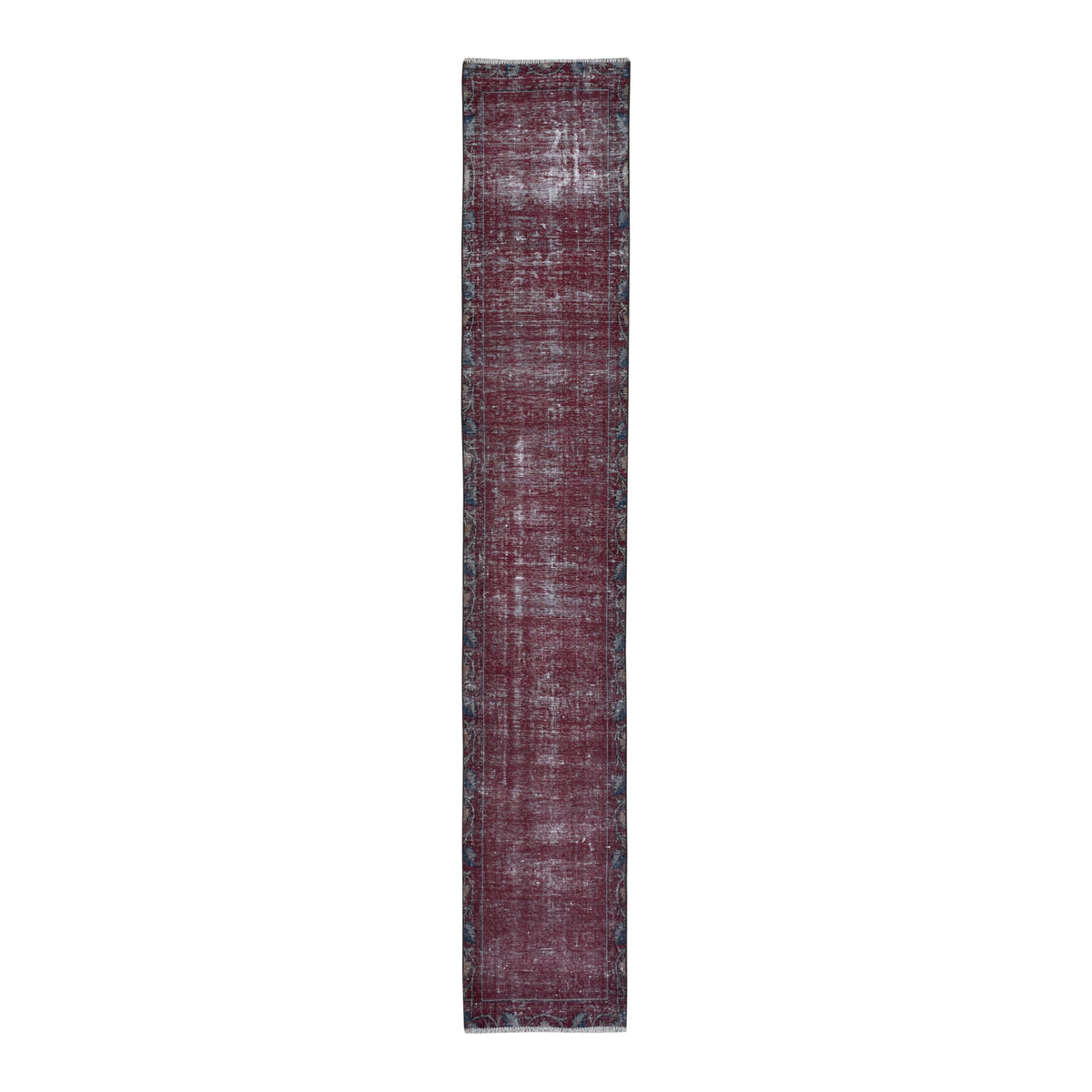 Persian Tabriz runner rug in burgundy and faded red, 2' x 11'9"