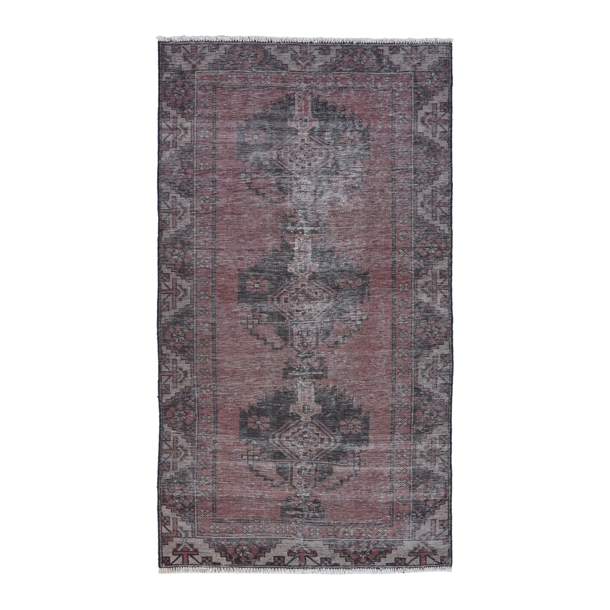 Persian Ferdos accent rug in burgundy and faded red, 3'5" x 6'4"