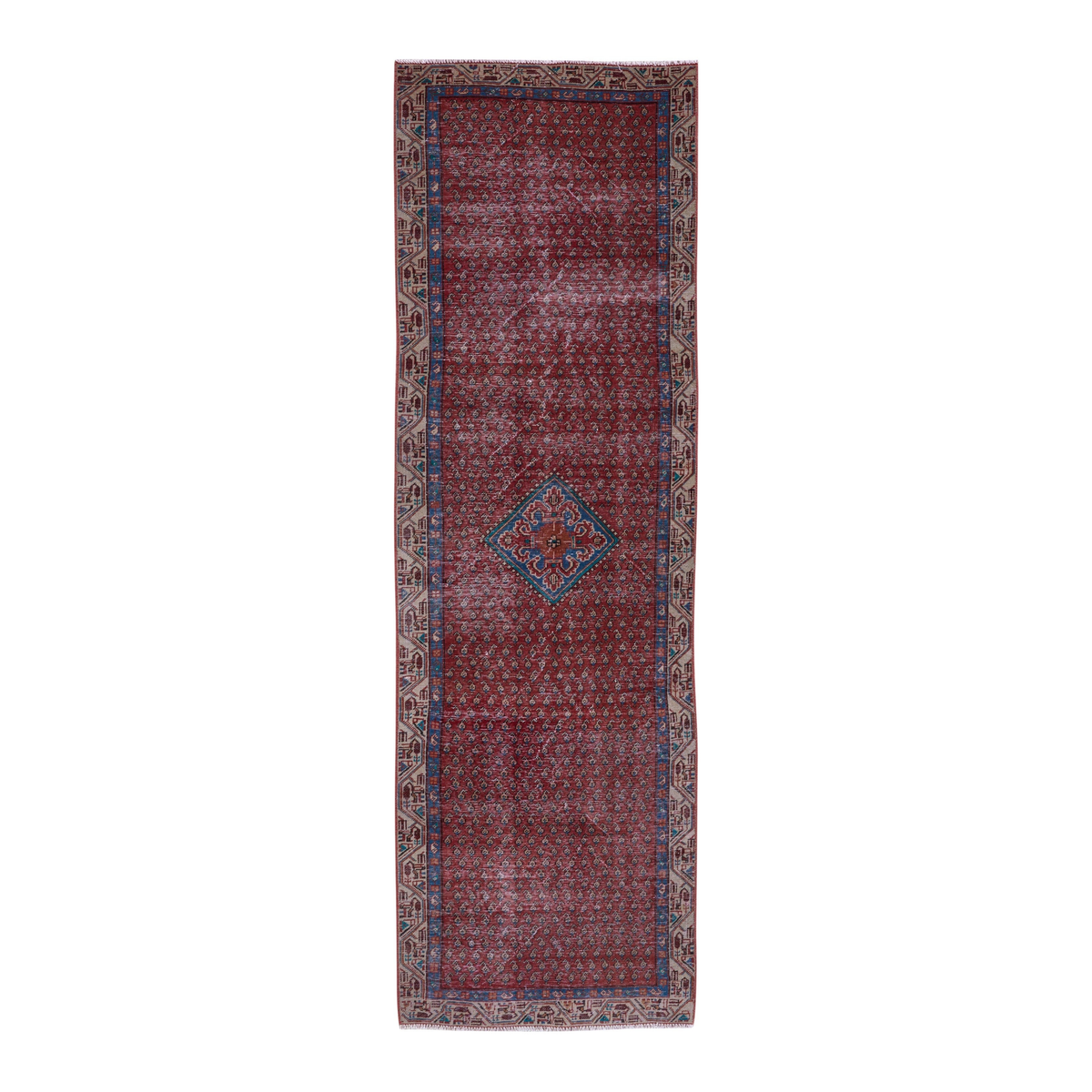 Persian Arak runner rug in burgundy and brick, 2'11" x 9'9"