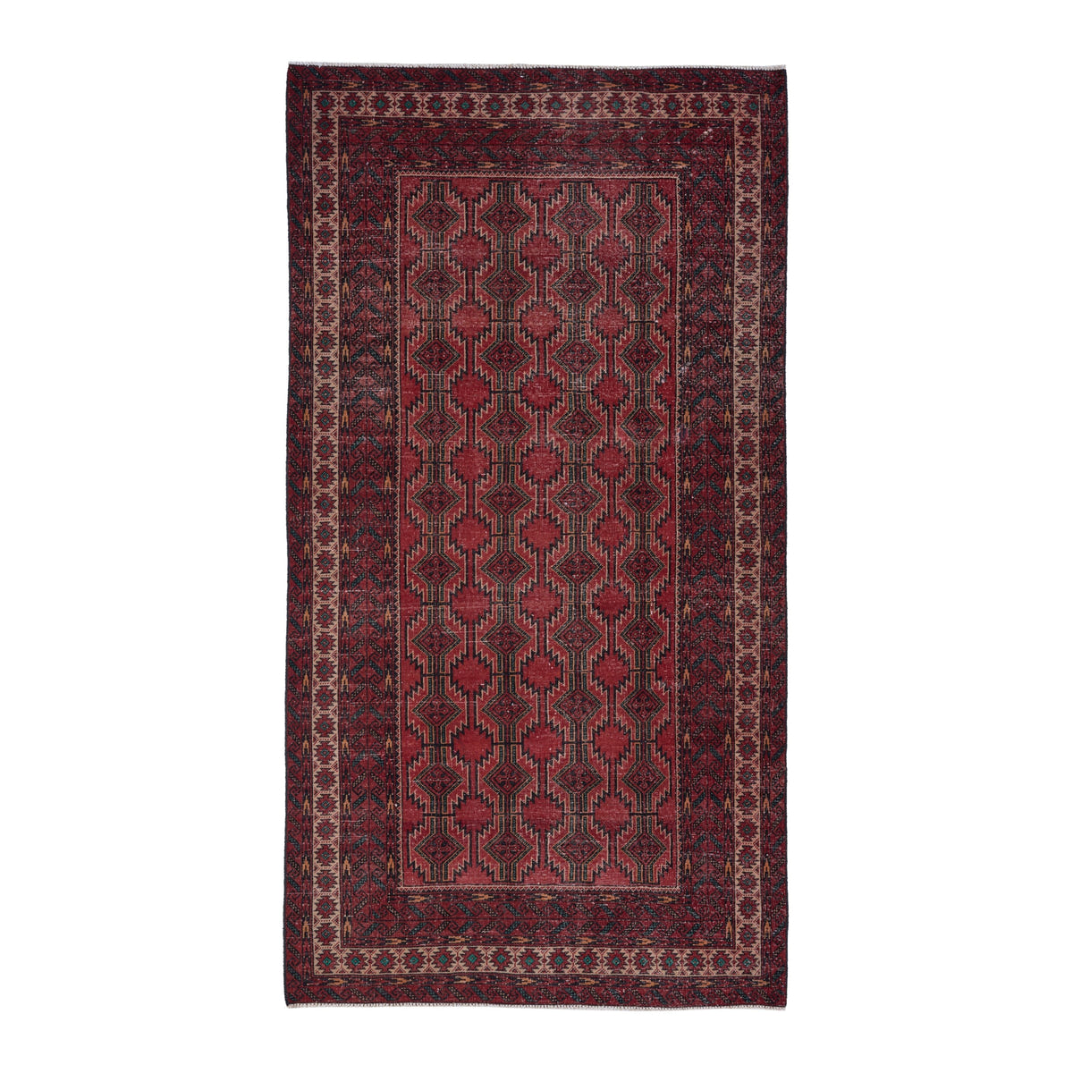 Persian Baluch area rug in deep red and burgundy, 4'8" x 8'10"
