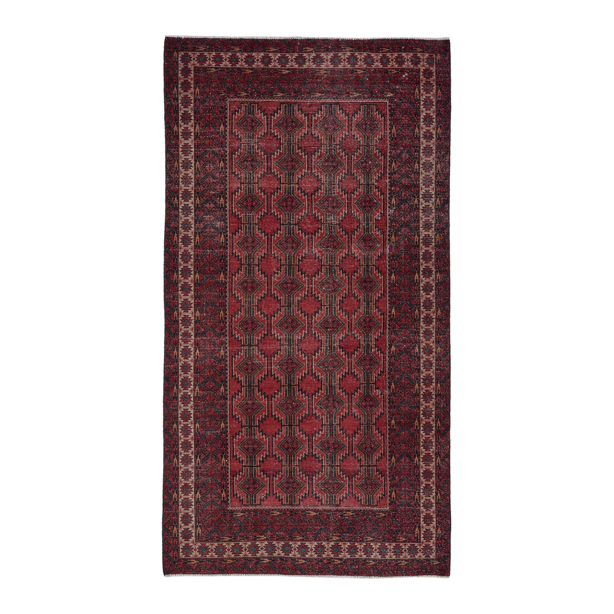 Persian Baluch area rug in deep red and burgundy, 4'8" x 8'10"