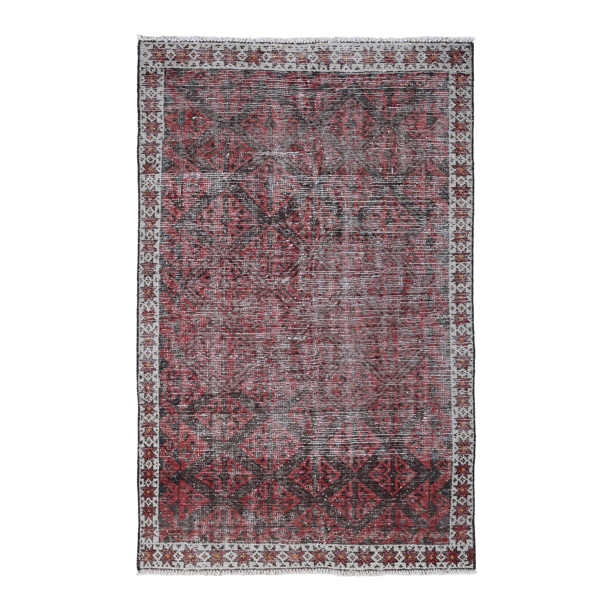 Persian Baluch accent rug in burgundy and faded red, 3'6" x 5'7"