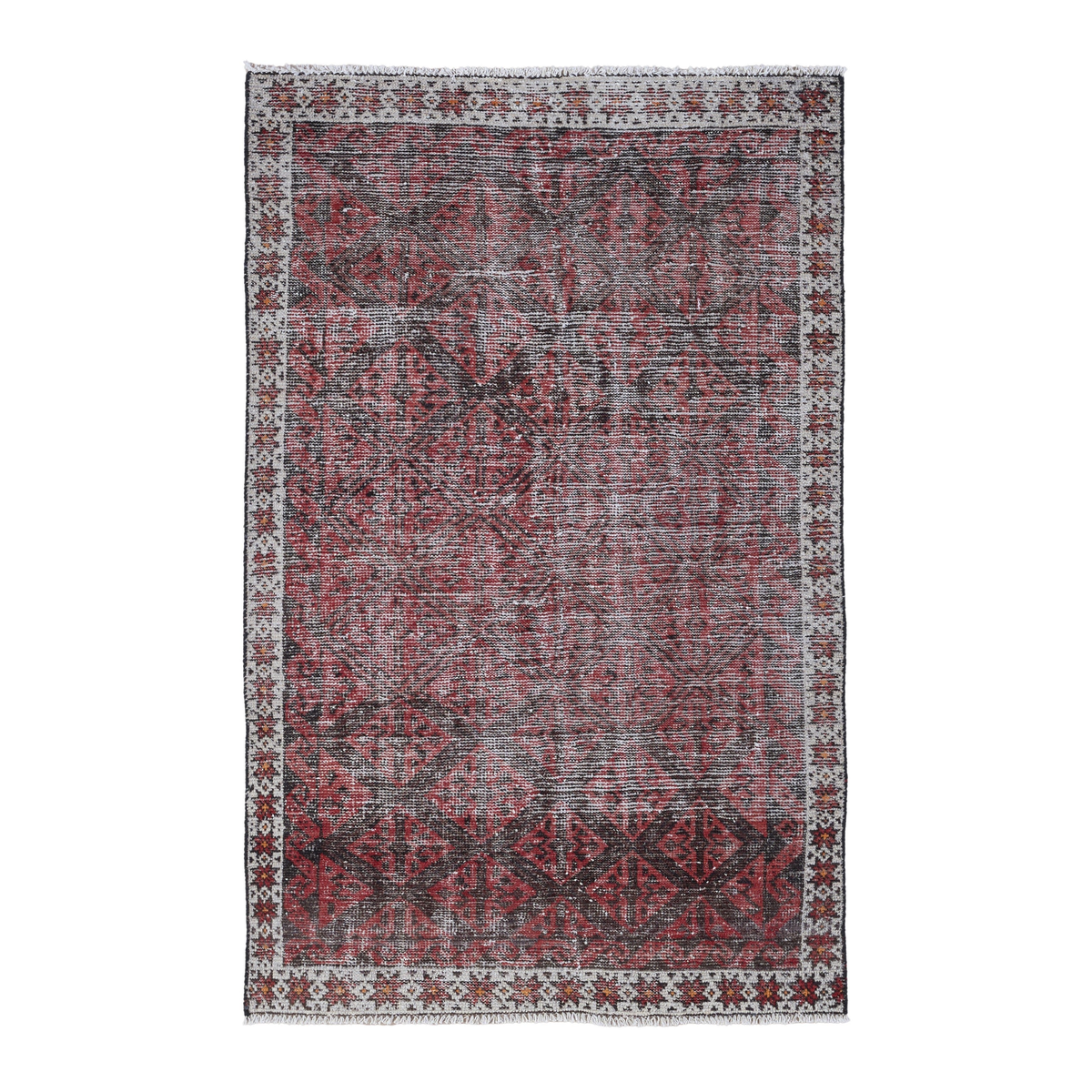 Persian Baluch accent rug in burgundy and faded red, 3'6" x 5'7"