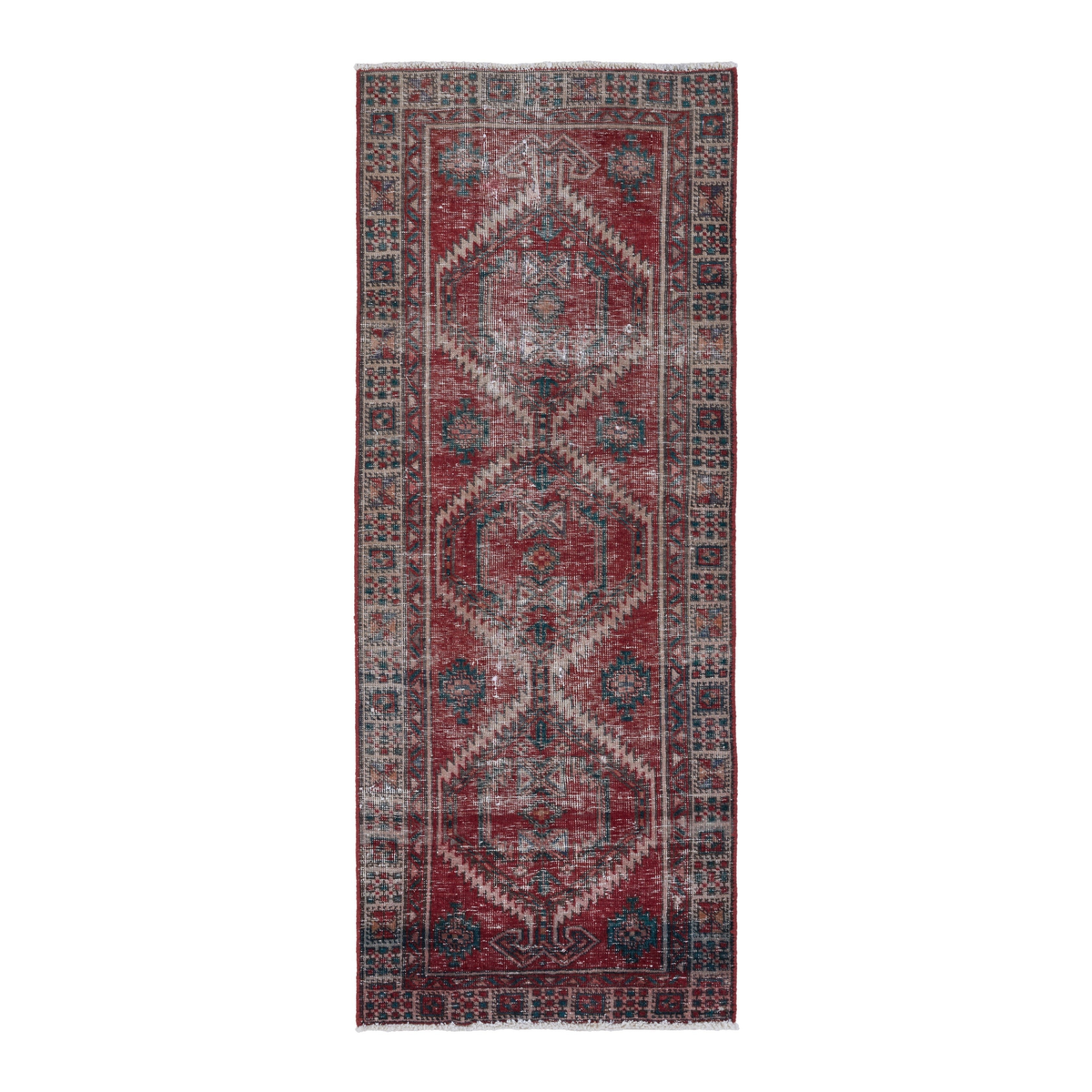 Persian Ardabil runner rug in deep red and charcoal, 2'9" x 6'5"