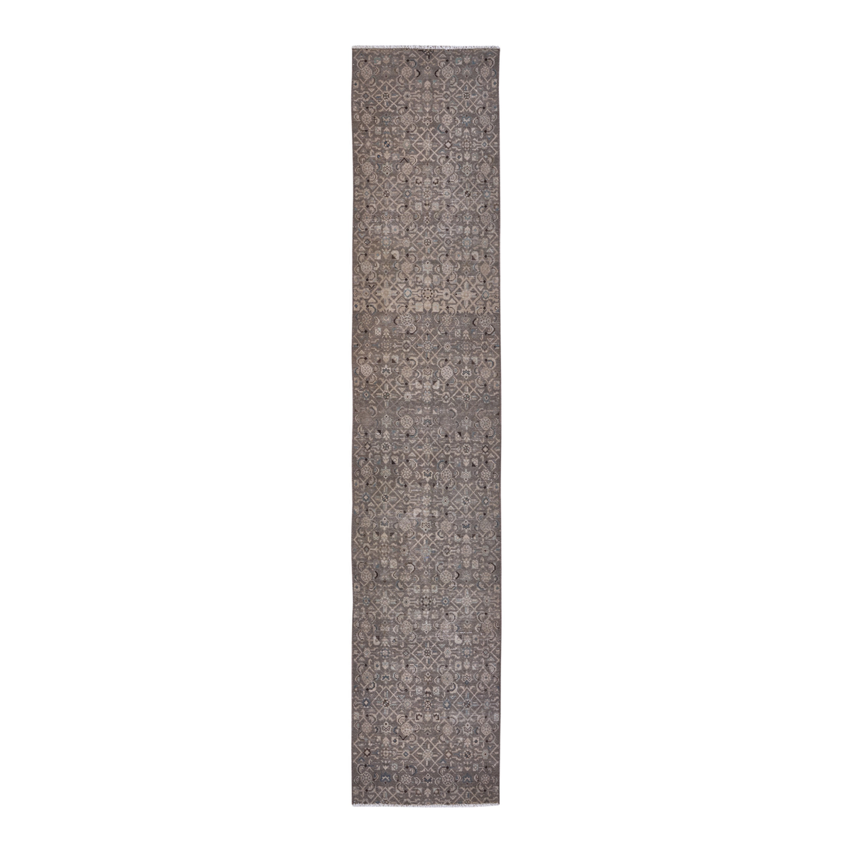 Persian Hamedan runner rug in taupe and stone, 2'7" x 12'8"