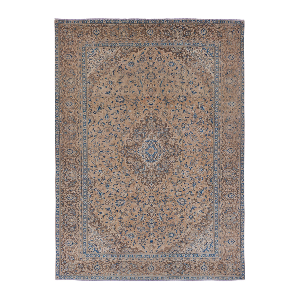 Persian Kashan oversized rug in tan and taupe, 9'3" x 12'10"