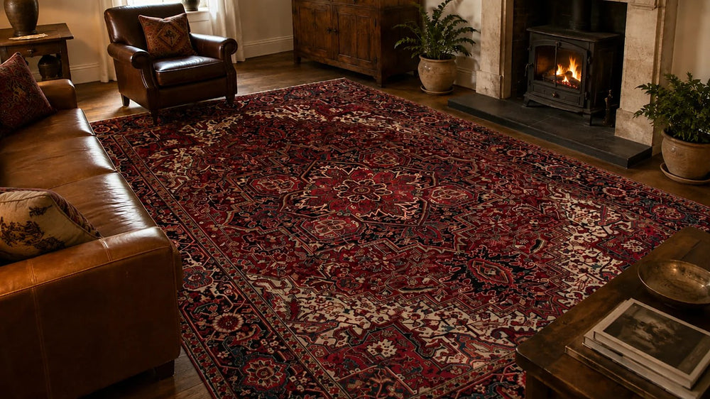 Vintage Persian Heriz rug geometry — article cover