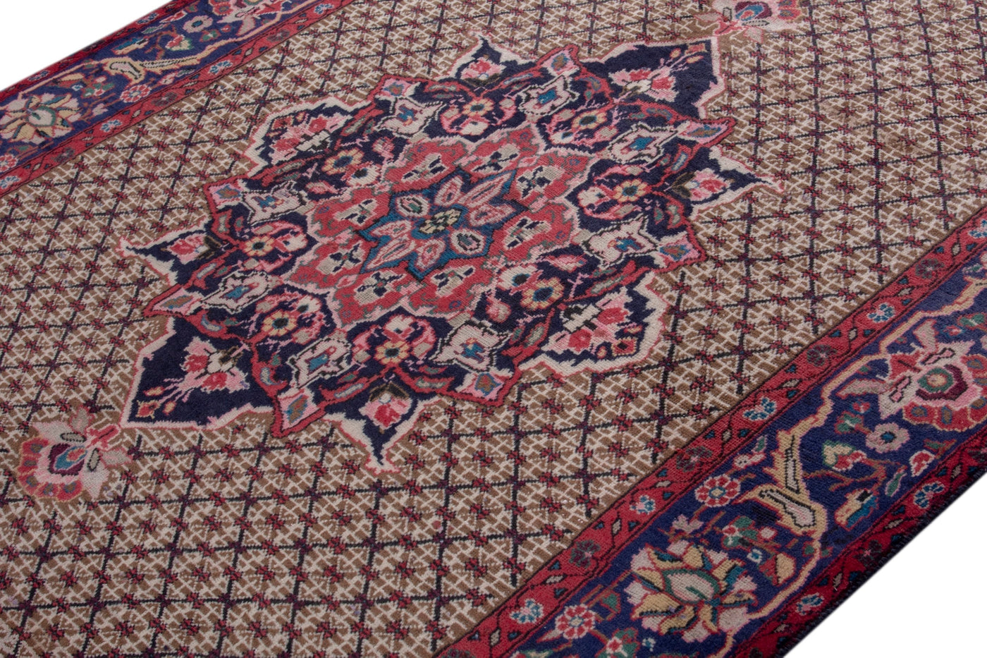 Persian Songhor area rug in cream and burgundy, view 4 of 18