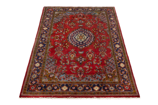 Persian Vist oversized rug in deep red and dark blue, view 2 of 18