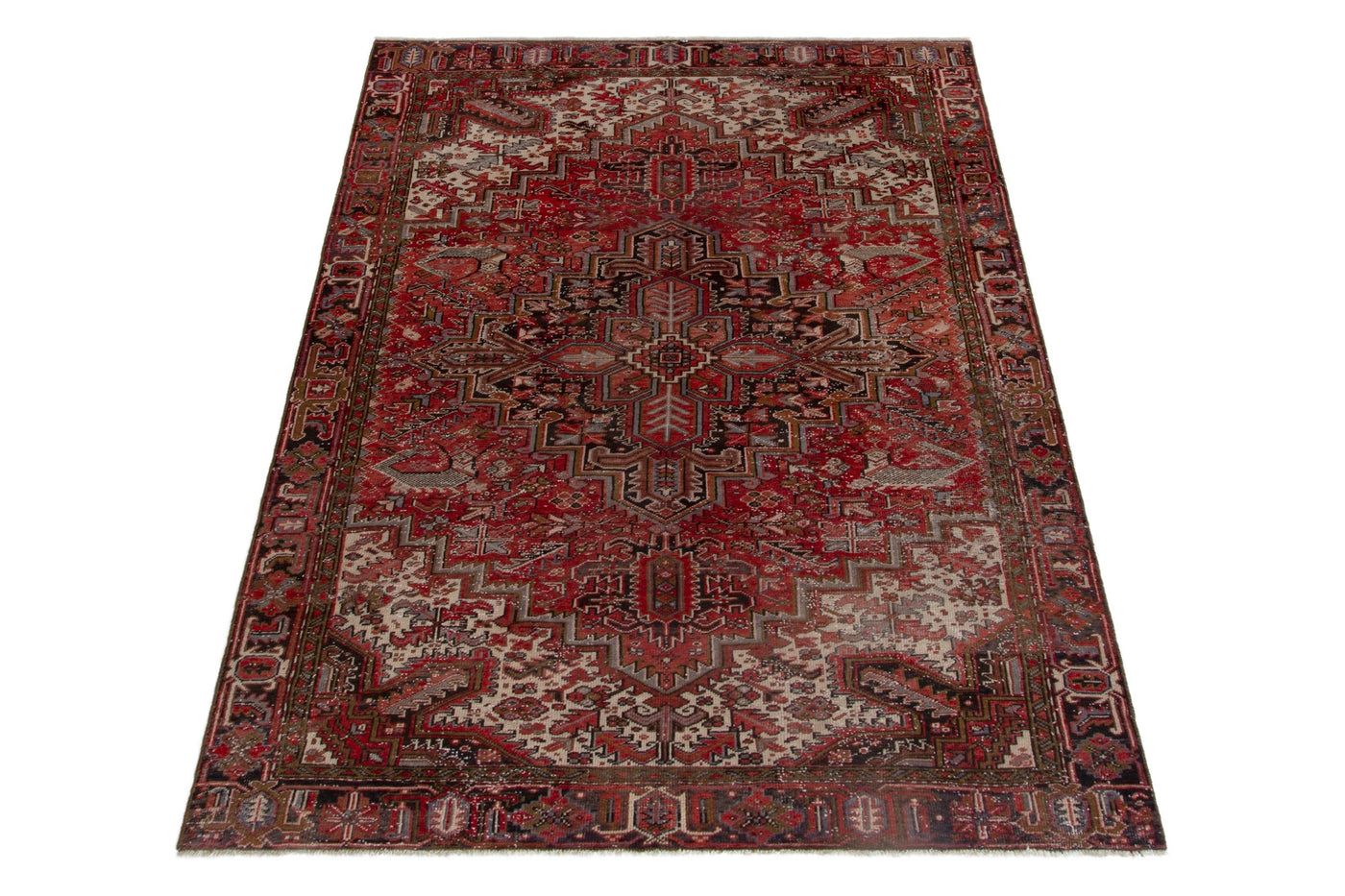 Persian Heriz oversized rug in deep red and burgundy, view 2 of 16