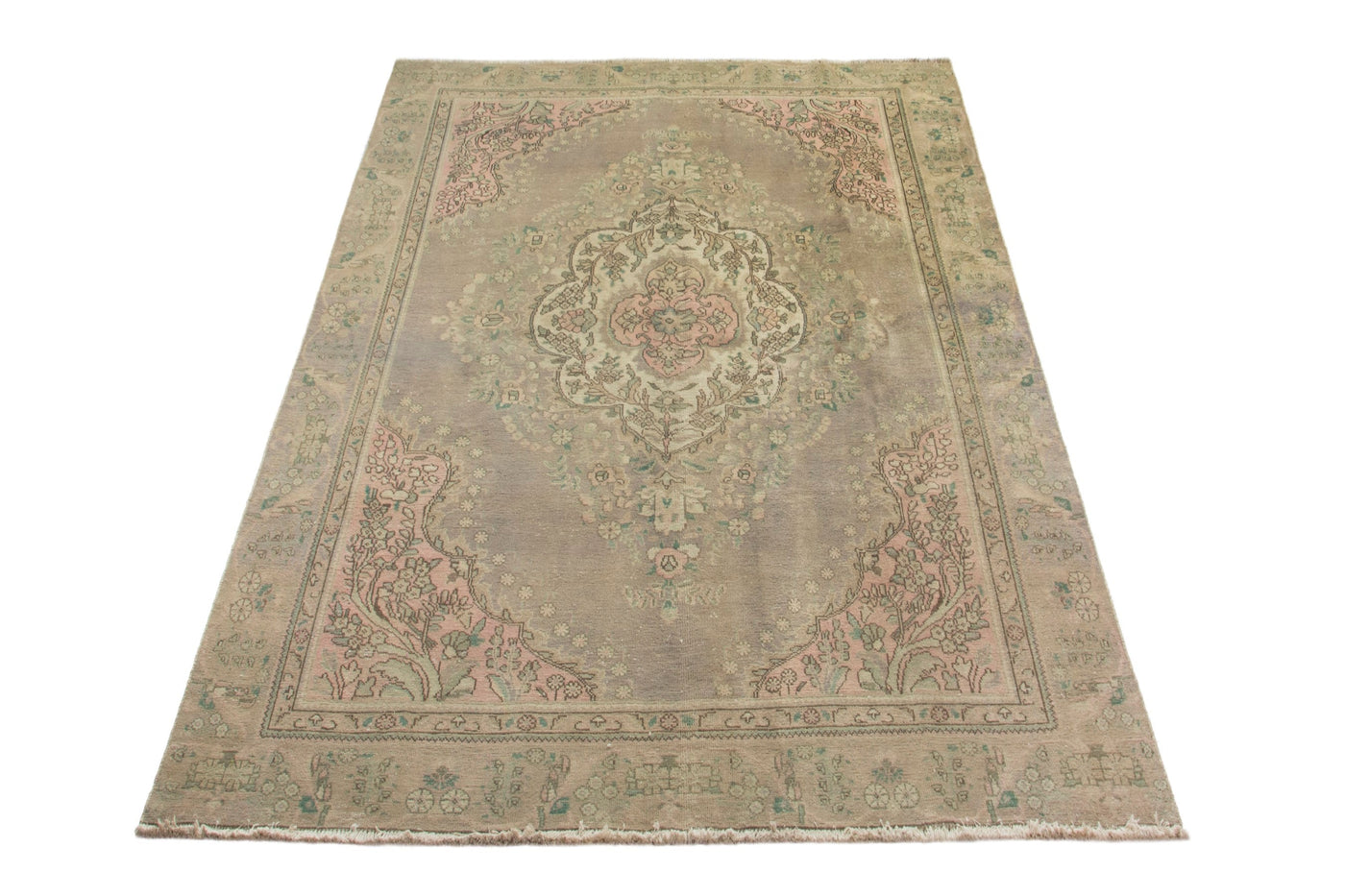 Persian Tabriz oversized rug in taupe and sage, view 2 of 19