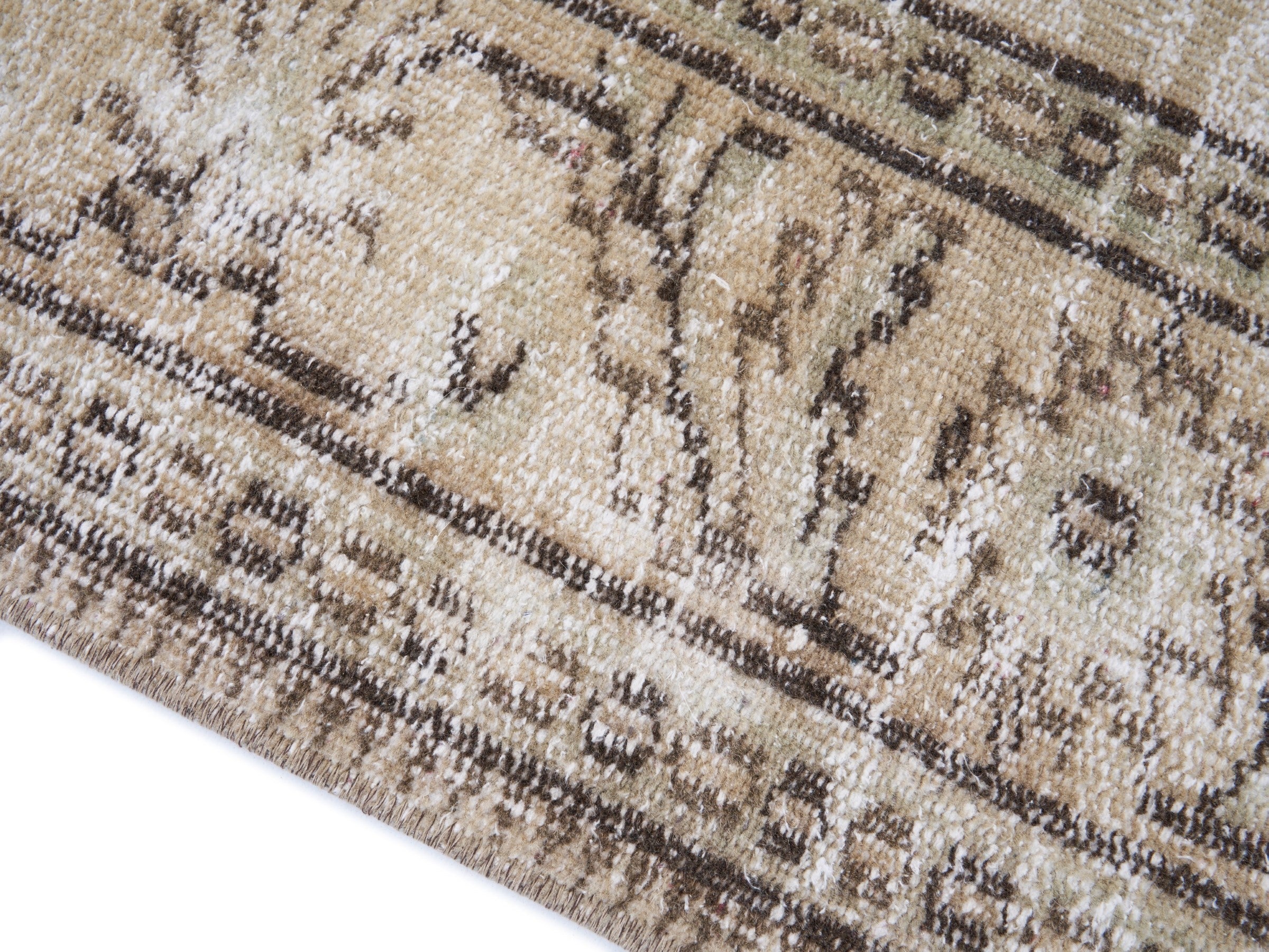 Turkish Manisa area rug in cream and dark brown, view 6 of 10