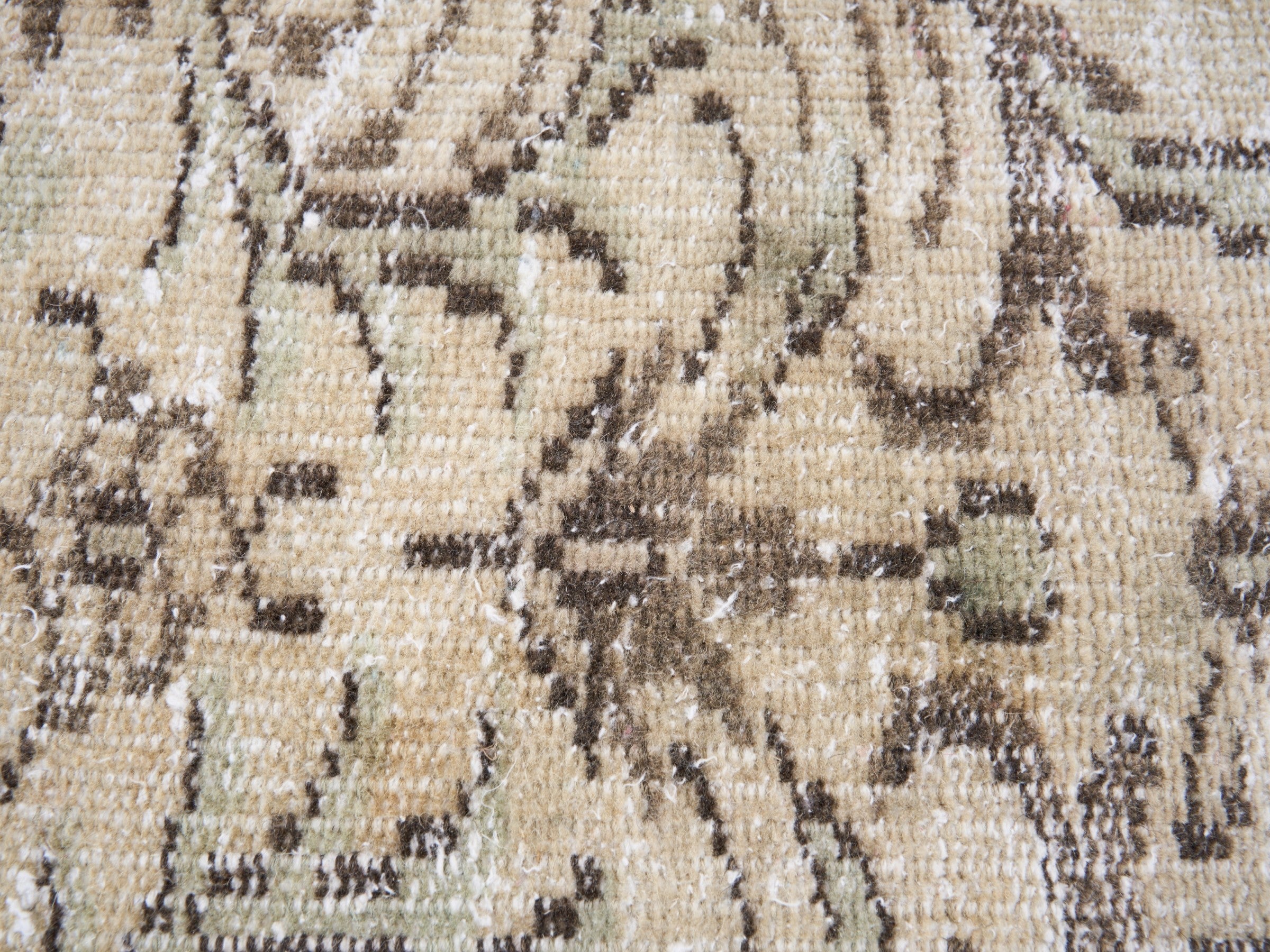 Turkish Manisa area rug in cream and dark brown, view 7 of 10