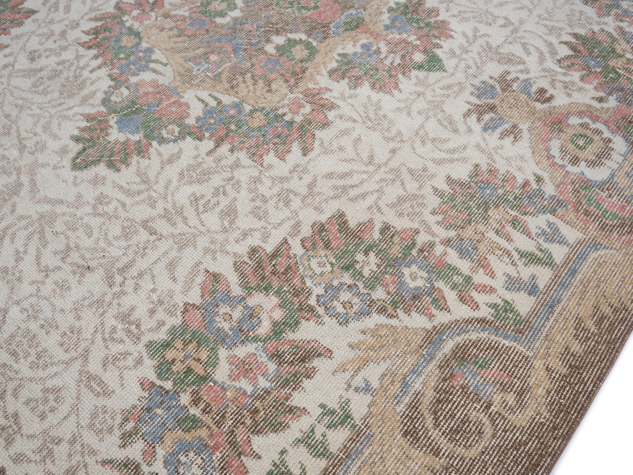 Turkish Isparta area rug in cream and greige, view 5 of 10