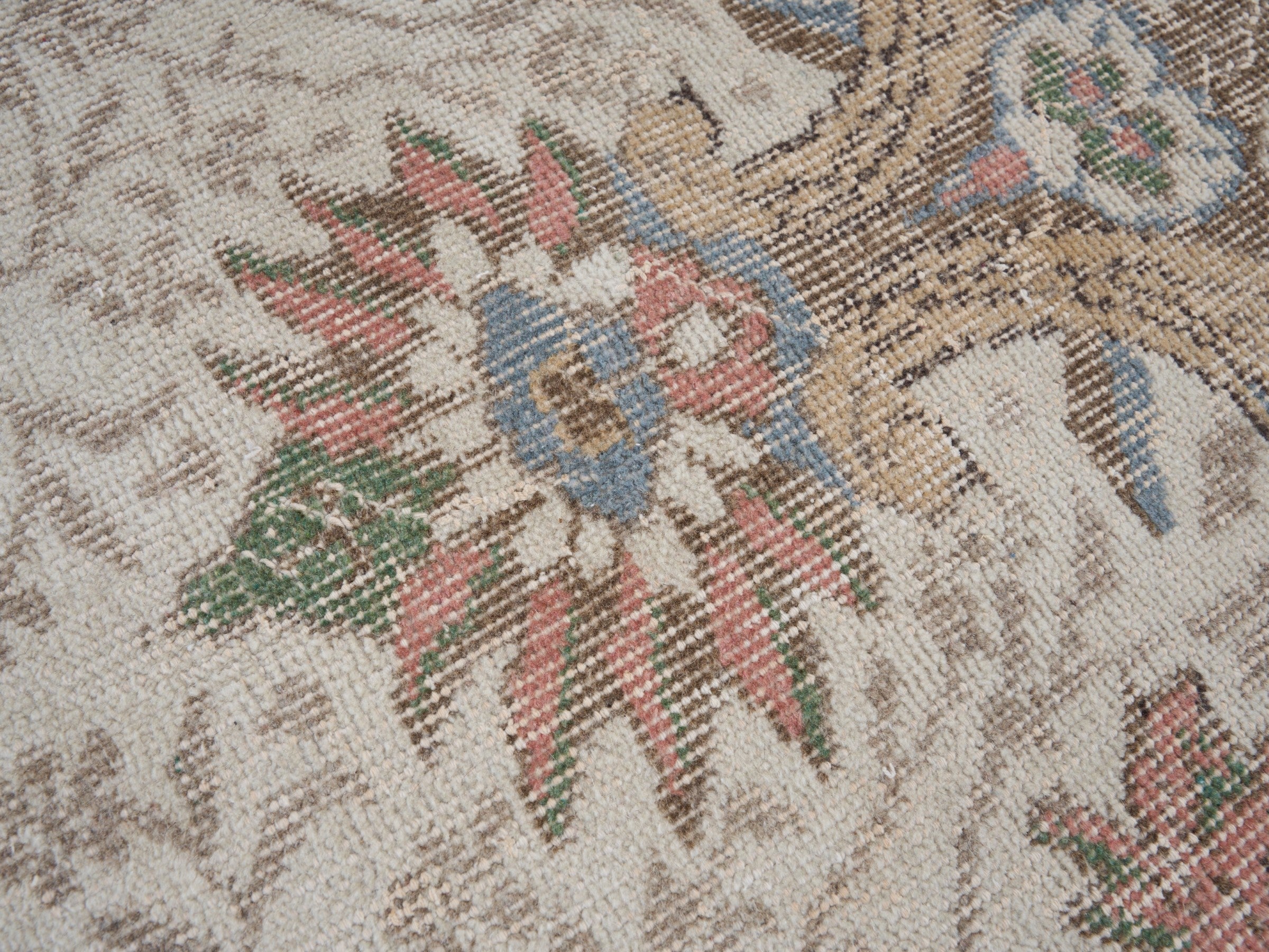 Turkish Isparta area rug in cream and greige, view 7 of 10