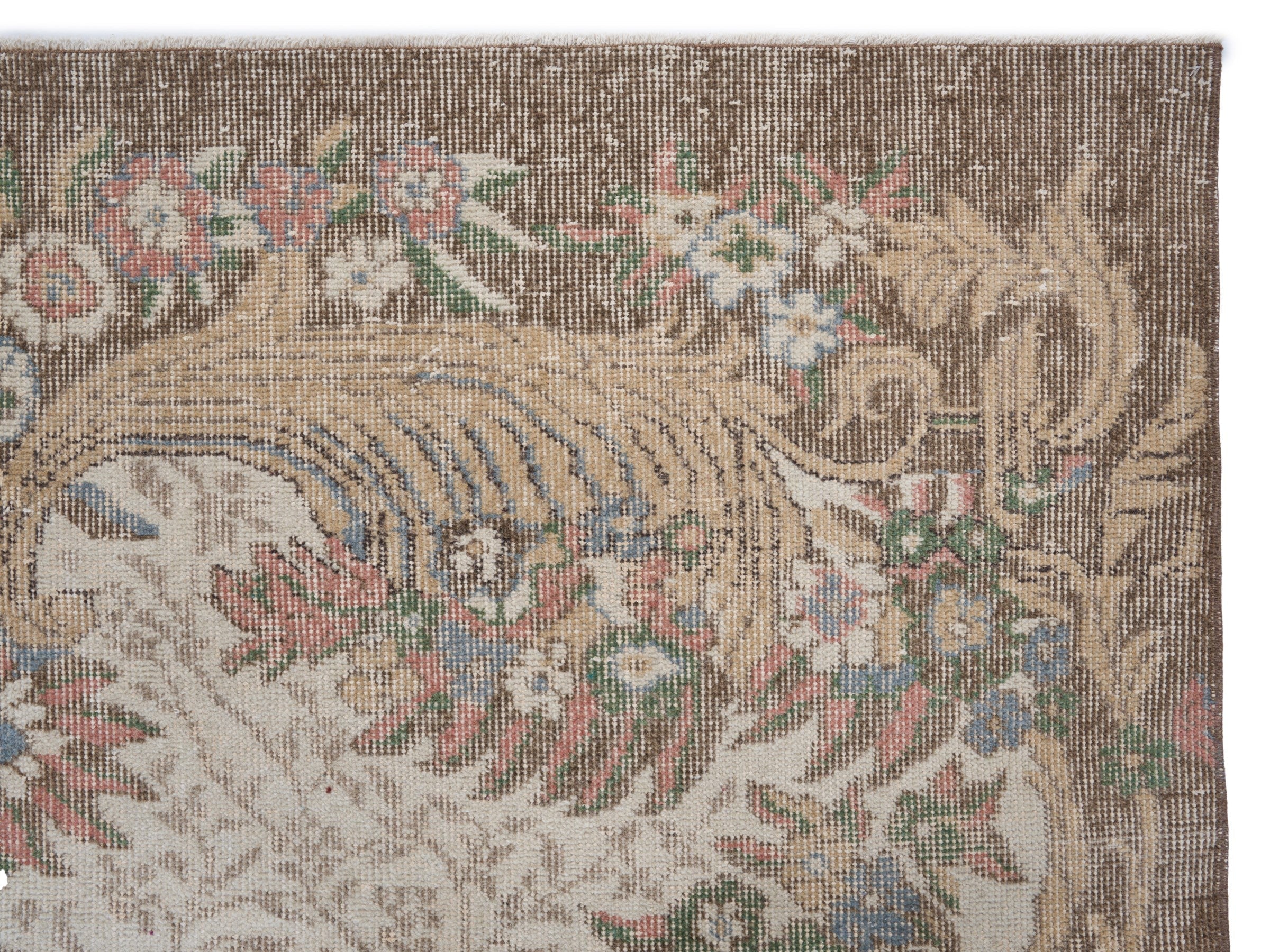 Turkish Isparta area rug in cream and greige, view 8 of 10