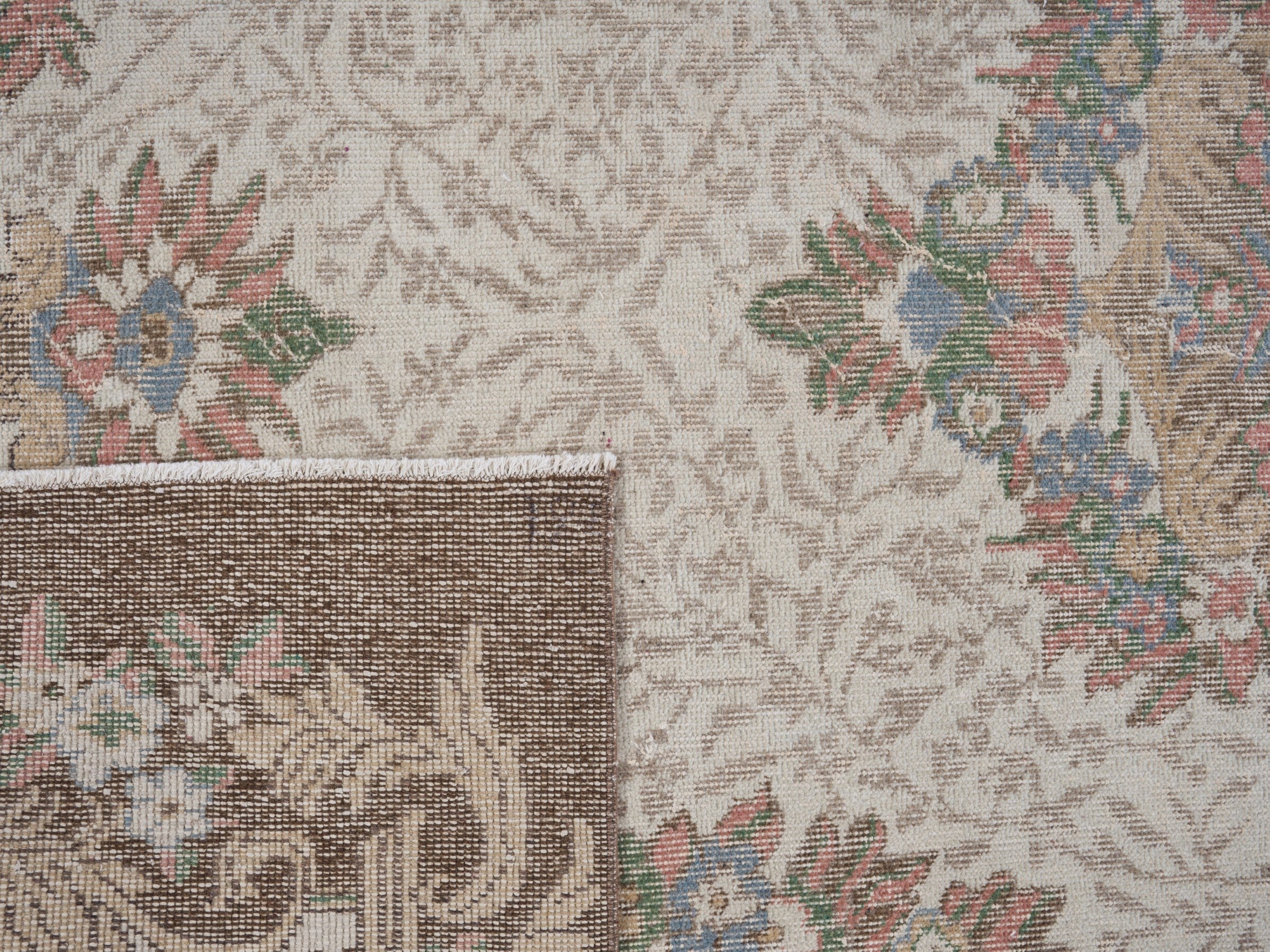 Turkish Isparta area rug in cream and greige, view 10 of 10