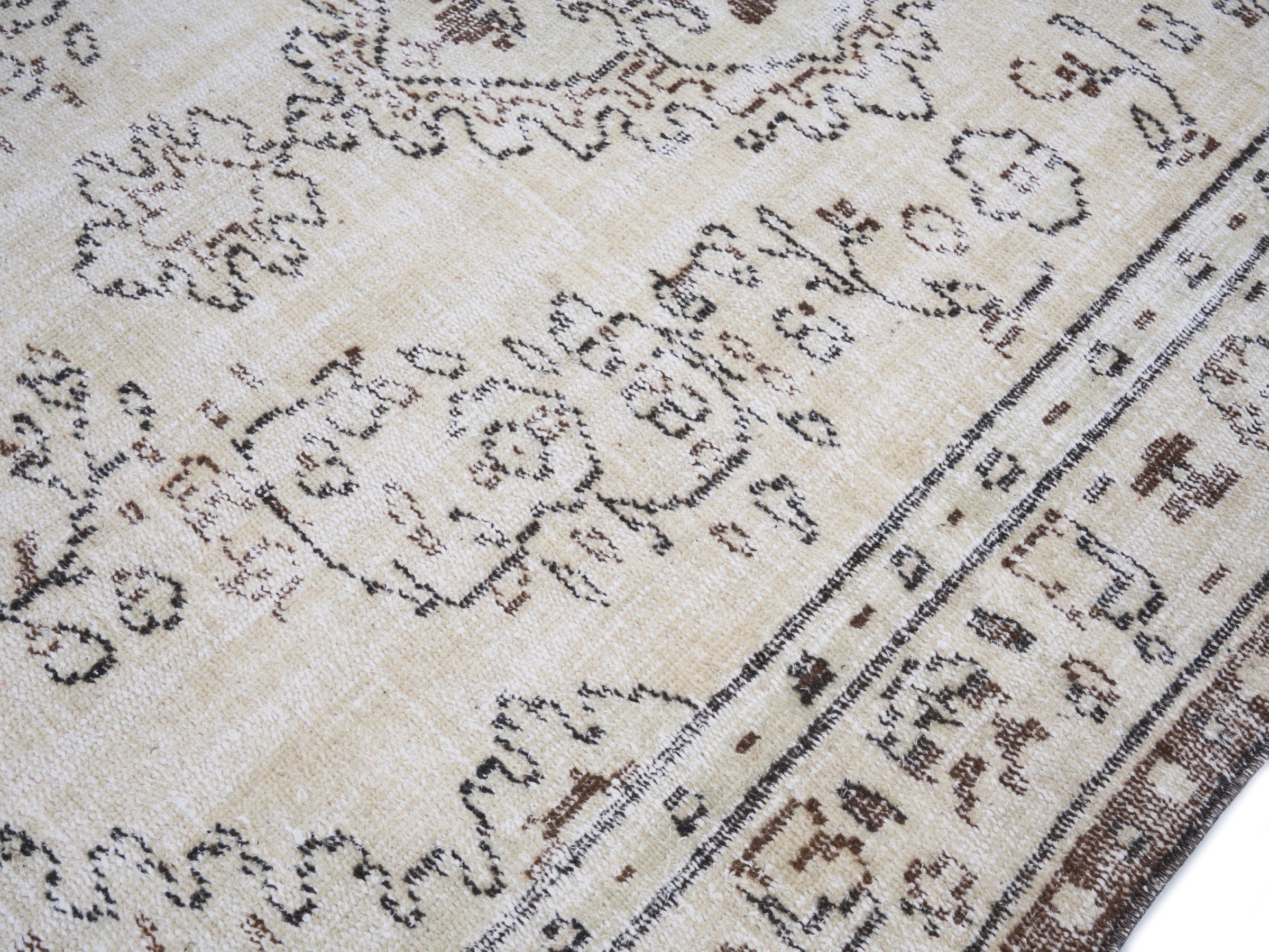 Turkish Manisa area rug in cream and greige, view 5 of 10