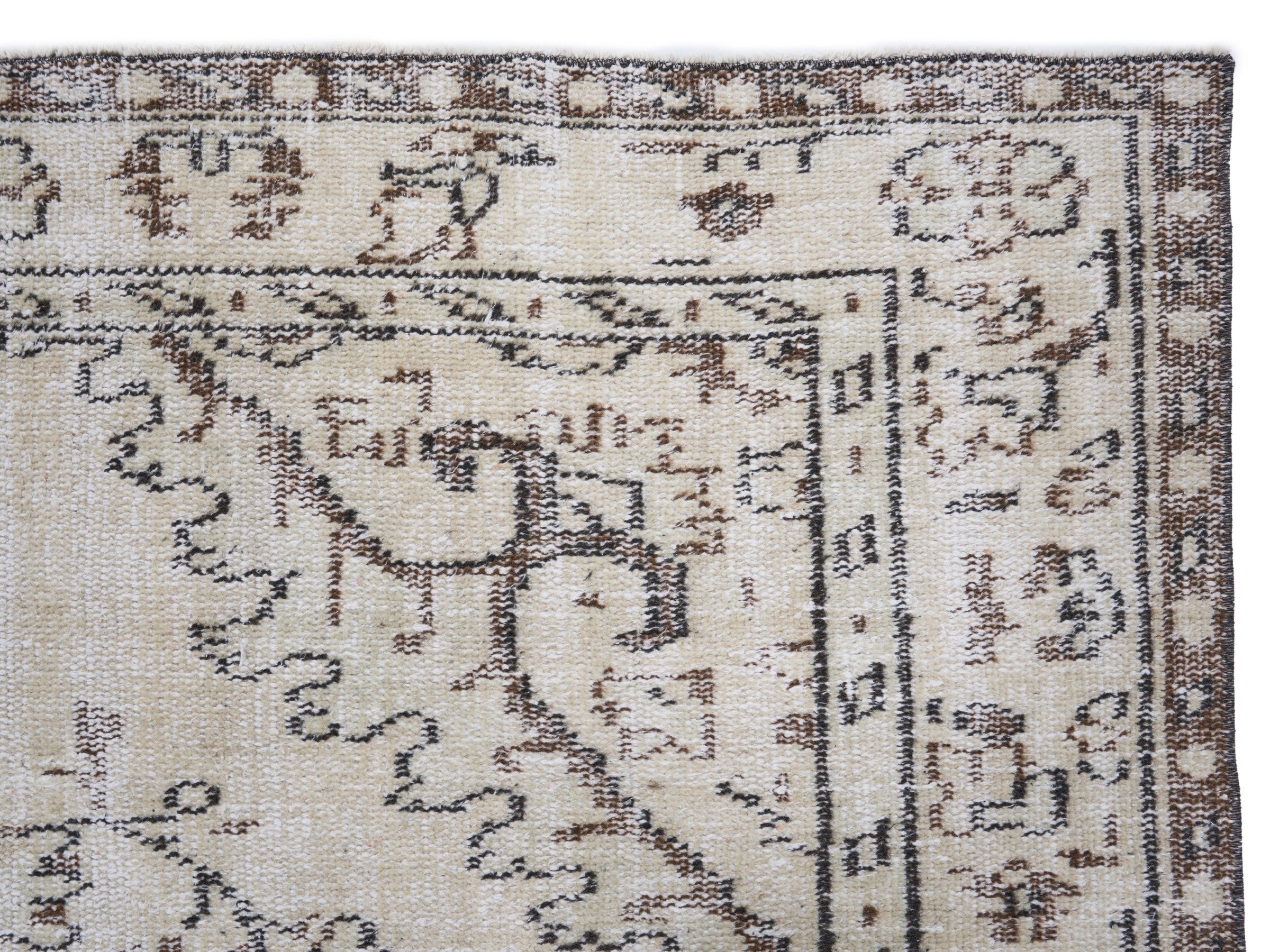 Turkish Manisa area rug in cream and greige, view 8 of 10