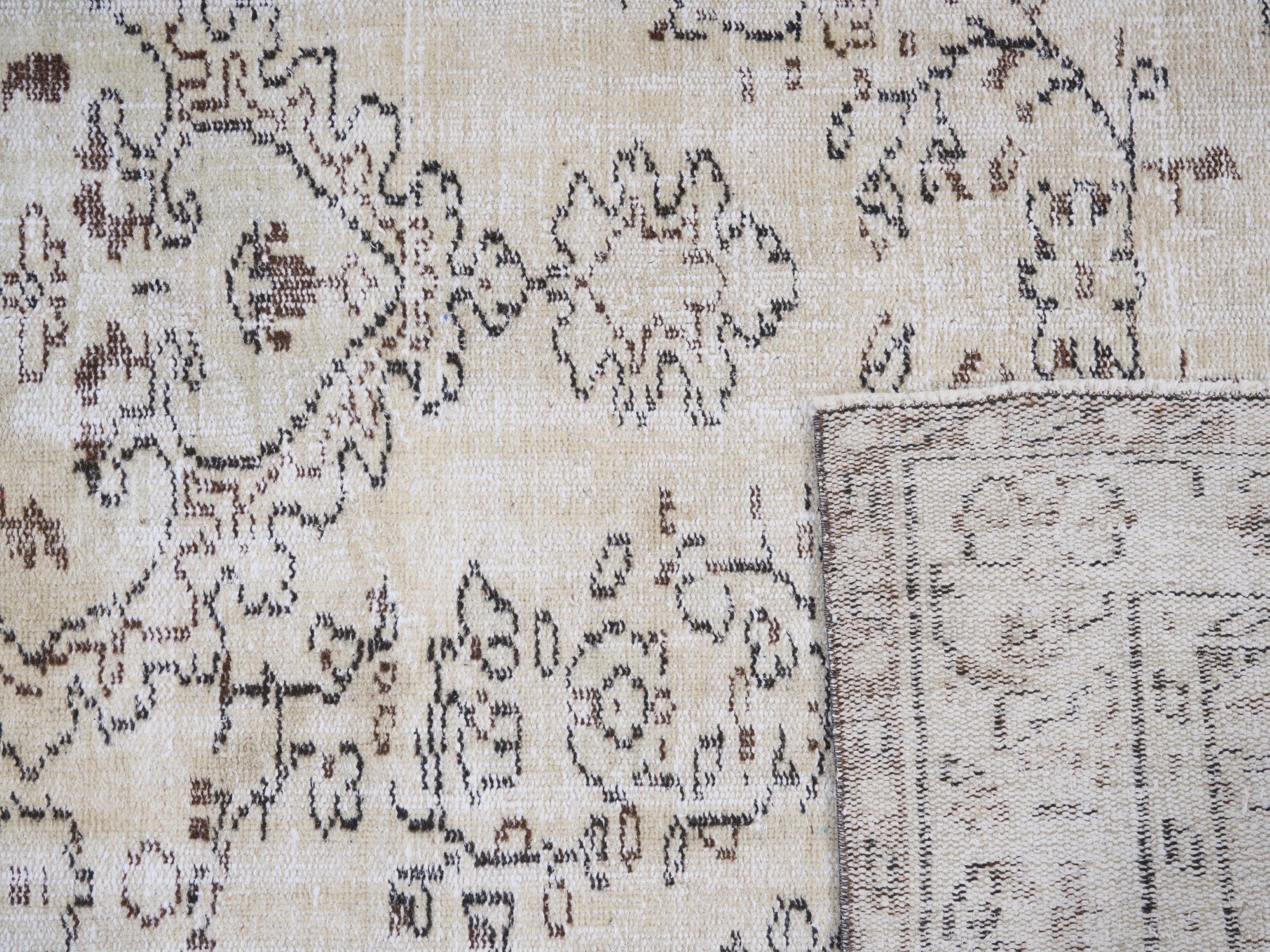 Turkish Manisa area rug in cream and greige, view 10 of 10