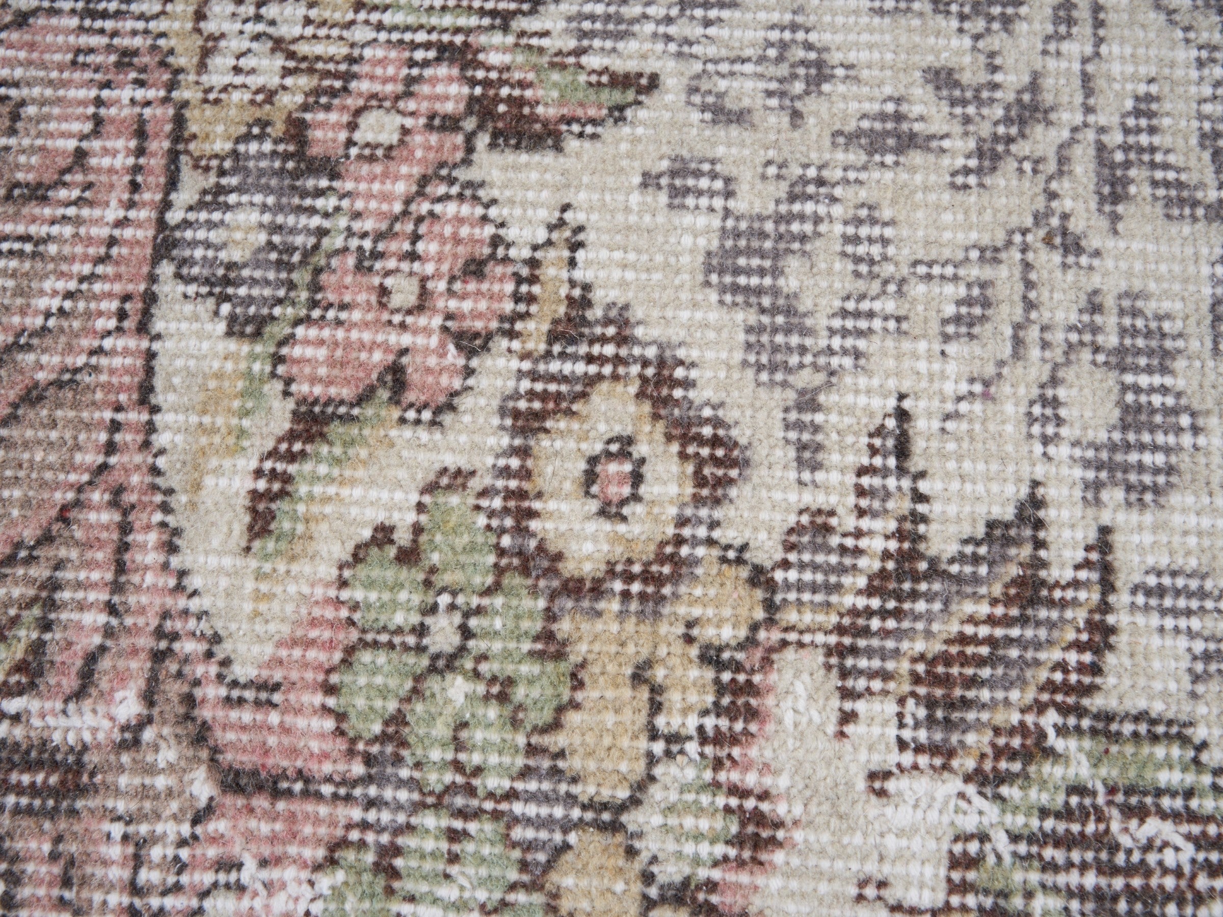 Turkish Isparta area rug in cream and rose, view 7 of 10