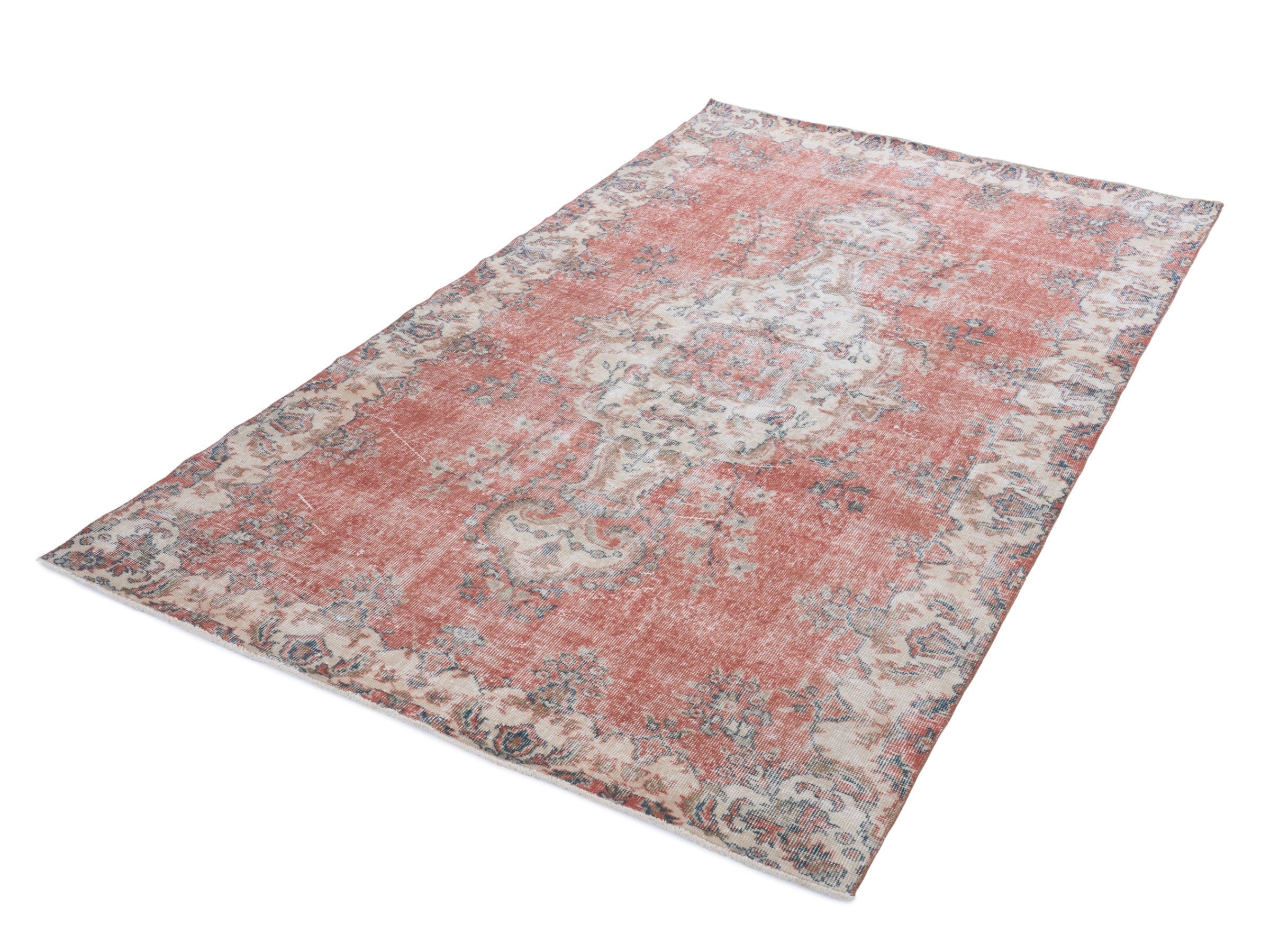 Turkish Isparta area rug in terracotta and cream, view 3 of 10